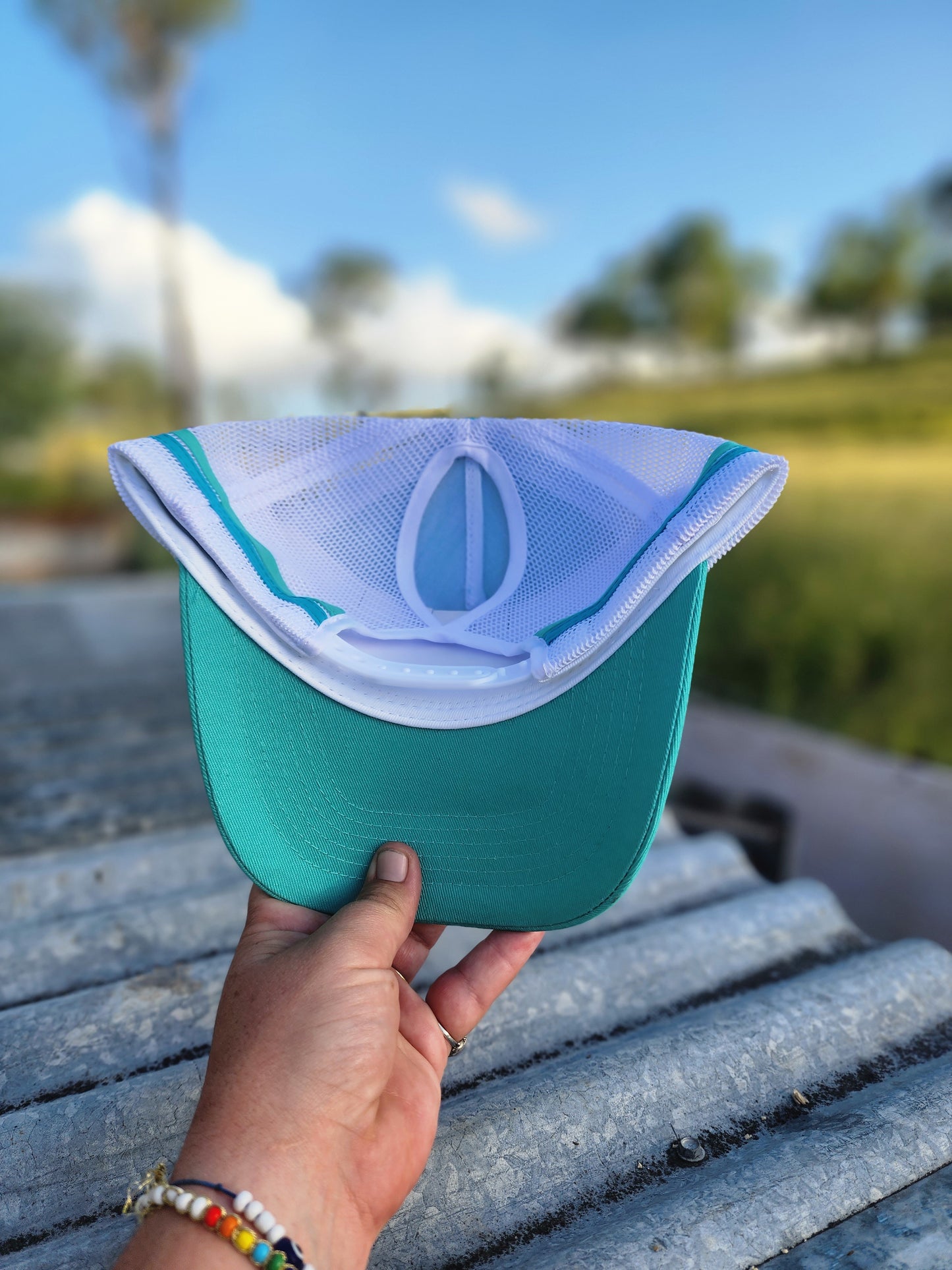 Teal pony cap (embroided)