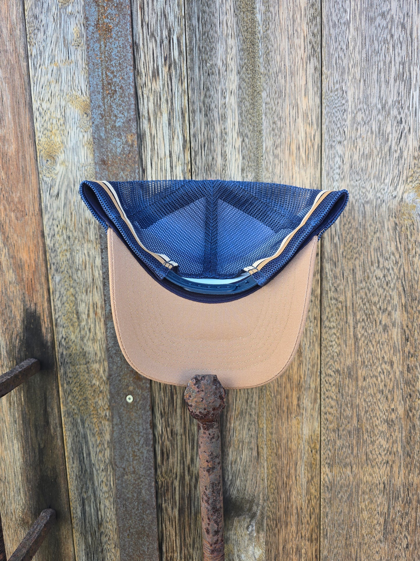 Tan on navy