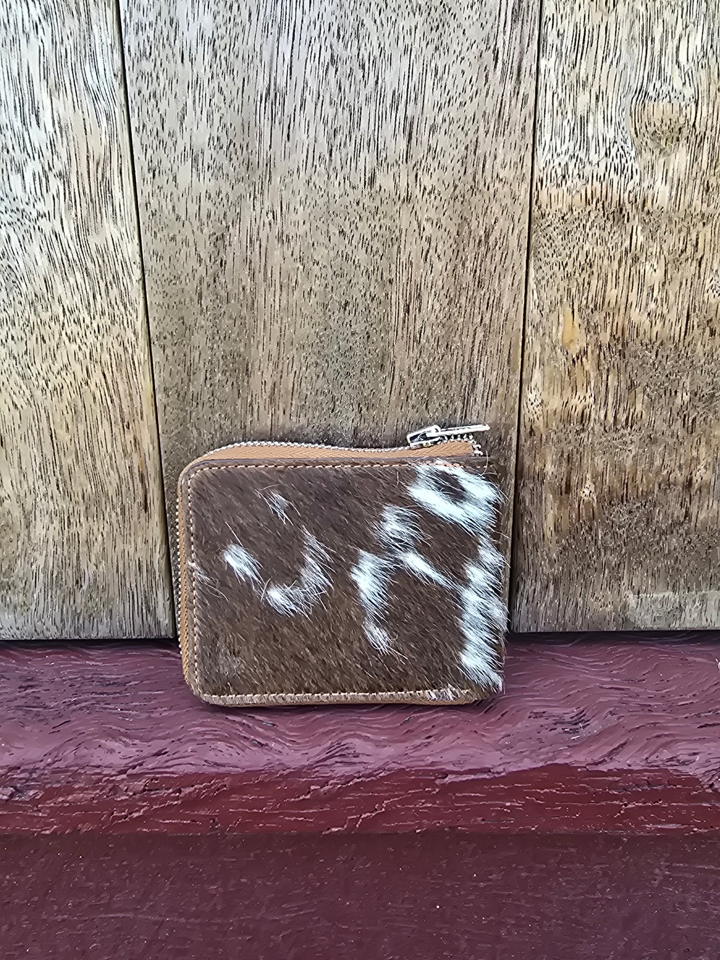 Hair on hide unisex rectangular zippered wallet #02