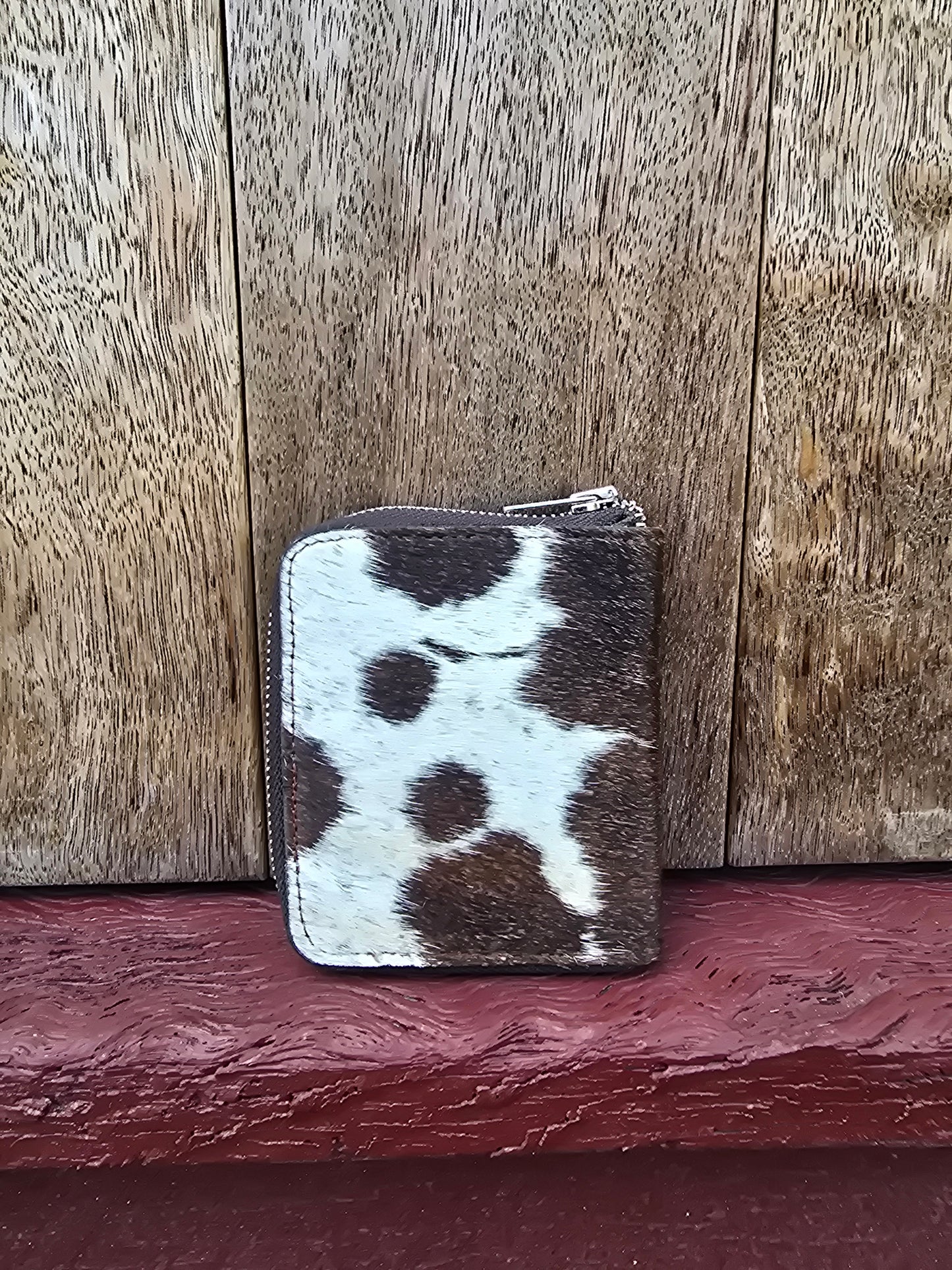 Hair on hide unisex square zippered wallet #15