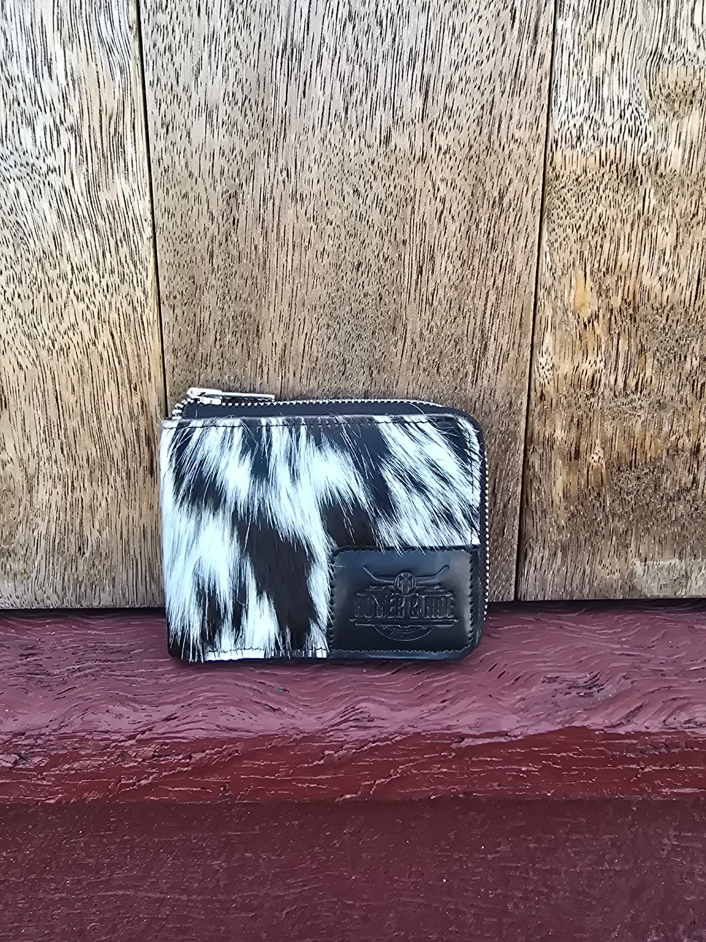 Hair on hide unisex rectangular zippered wallet #13