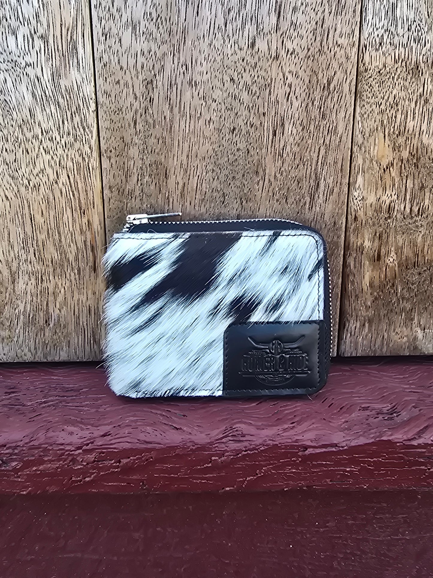 Hair on hide unisex rectangular zippered wallet #12