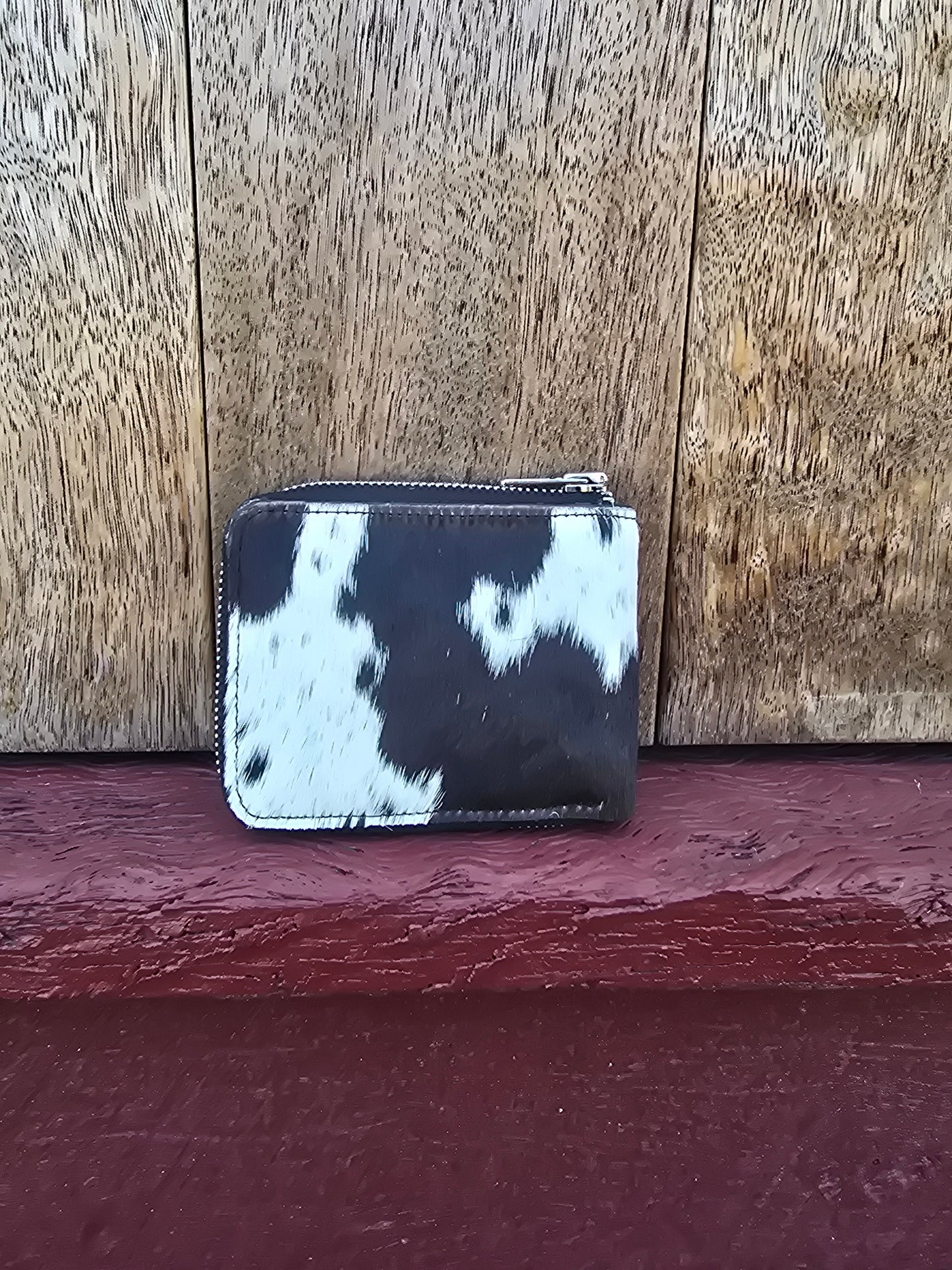 Hair on hide unisex rectangular zippered wallet #11