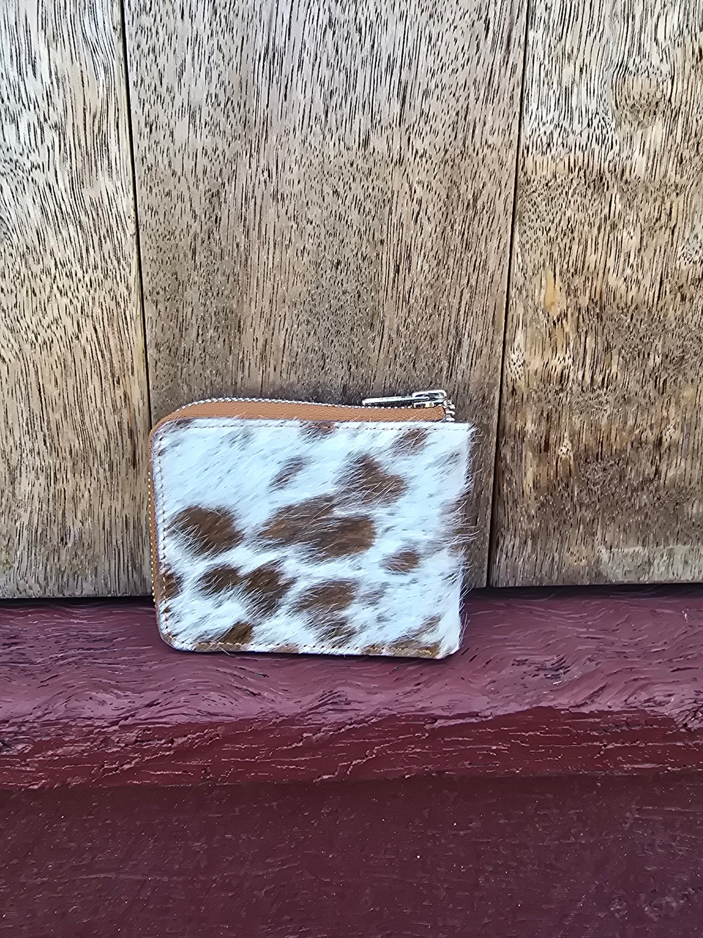 Hair on hide unisex rectangular zippered wallet #05