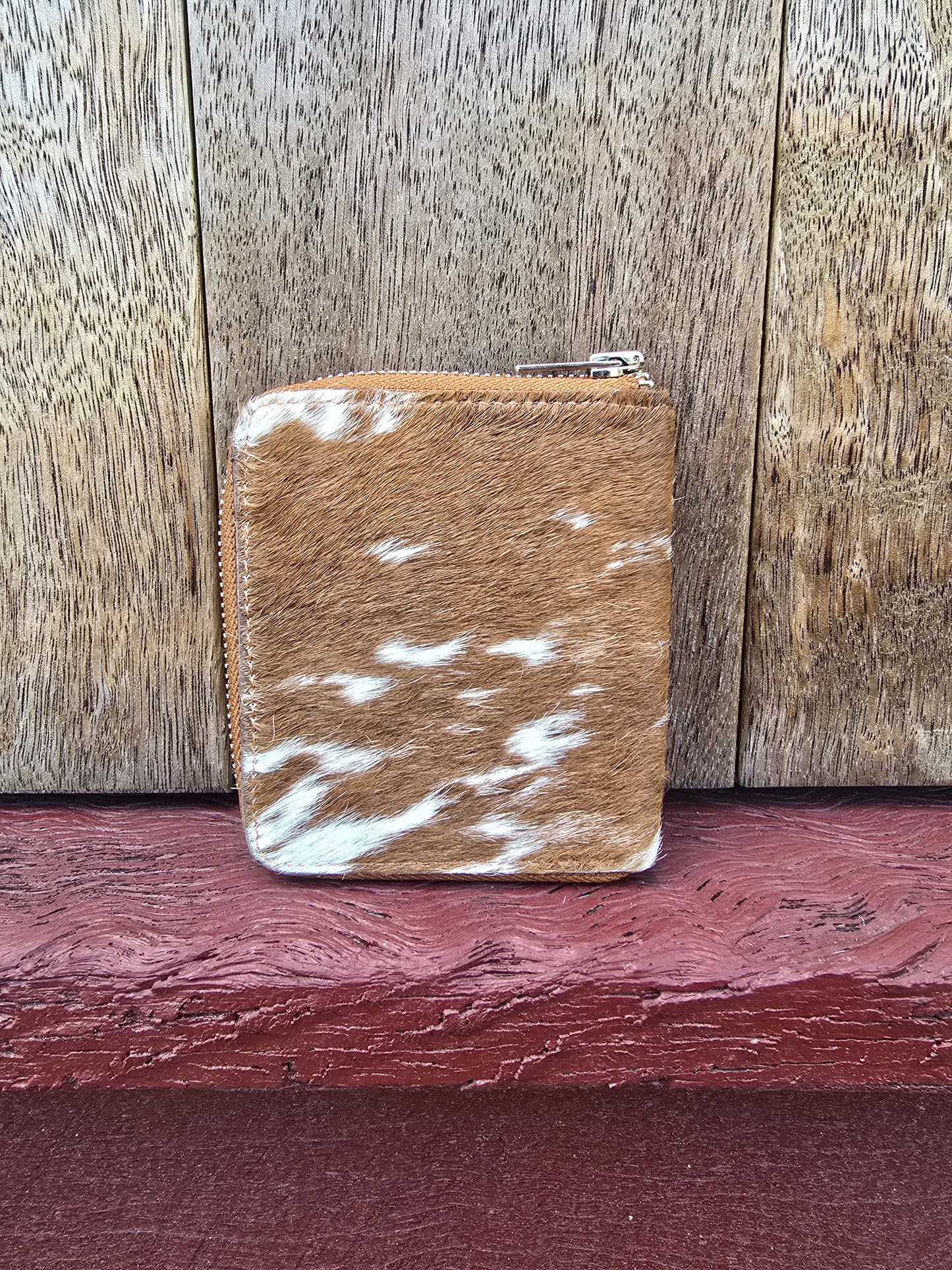 Hair on hide unisex square zippered wallet #03