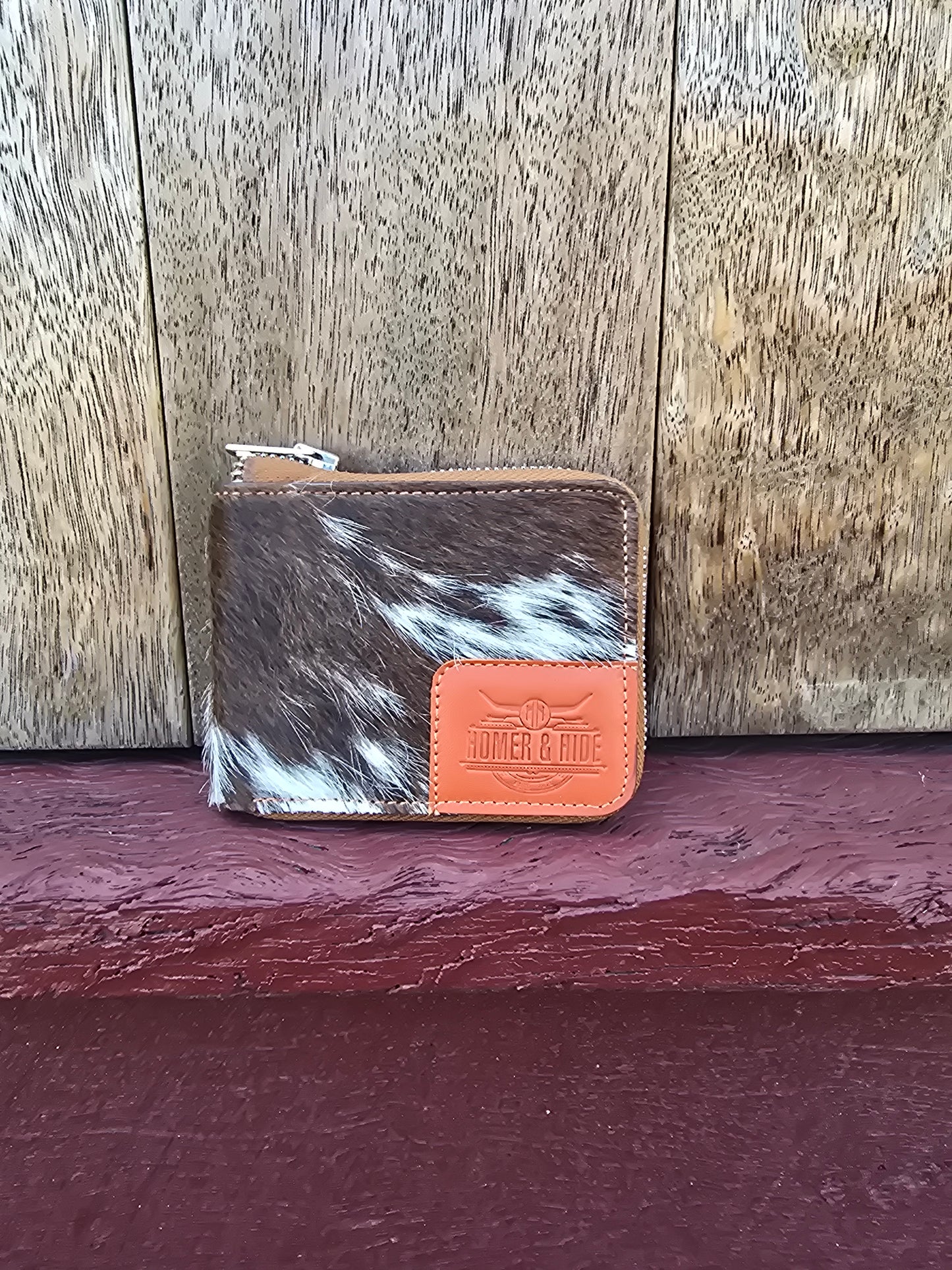 Hair on hide unisex rectangular zippered wallet #02