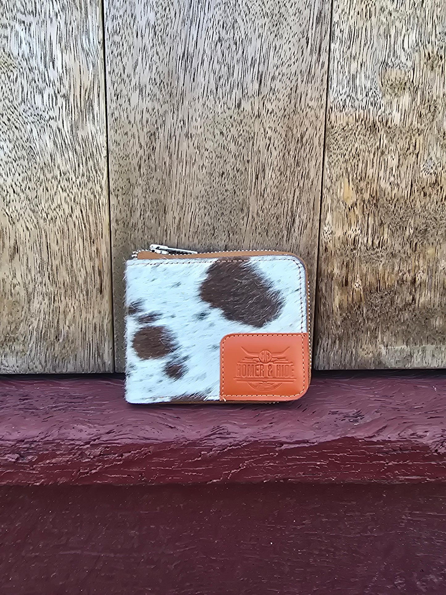 Hair on hide unisex rectangular zippered wallet #06