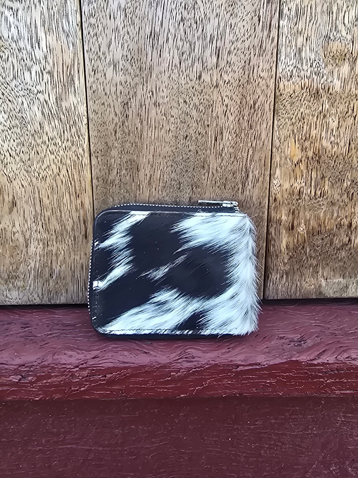 Hair on hide unisex rectangular zippered wallet #12