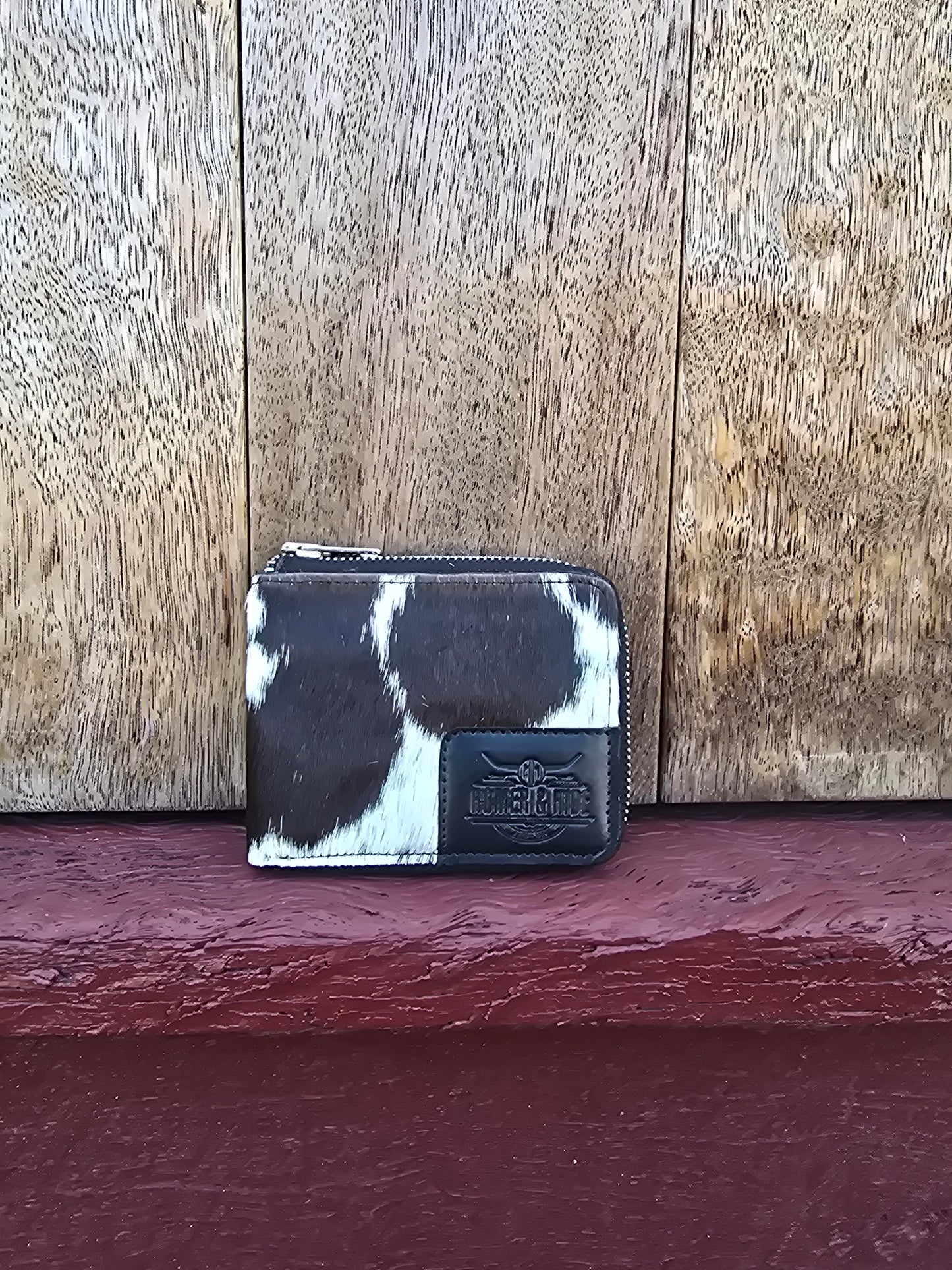 Hair on hide unisex rectangular zippered wallet #11