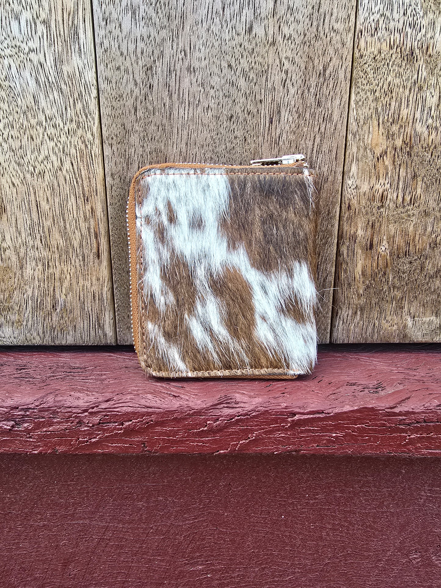 Hair on hide unisex square zippered wallet #05