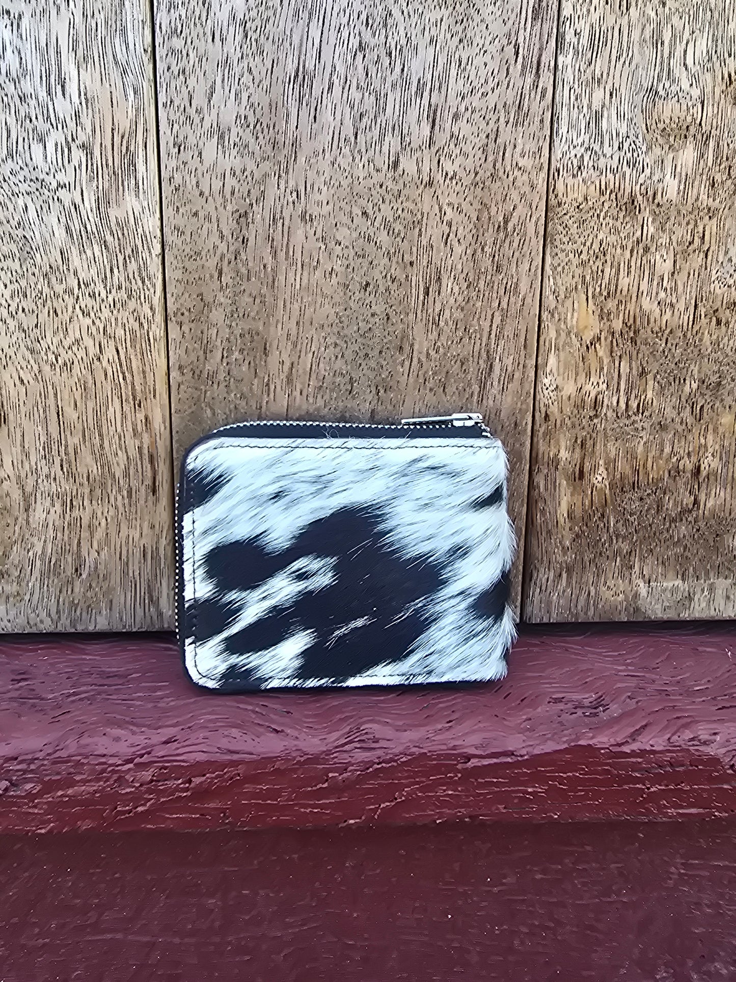Hair on hide unisex rectangular zippered wallet #15
