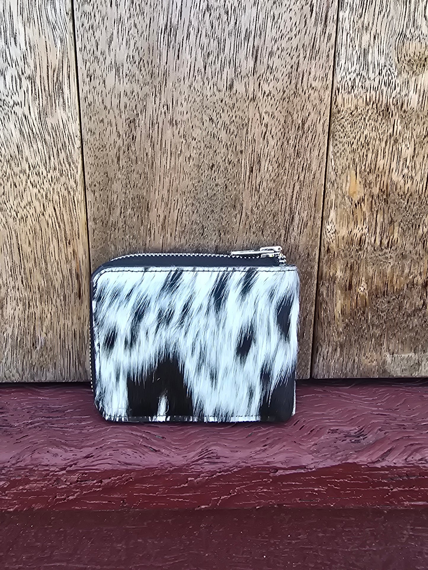 Hair on hide unisex rectangular zippered wallet #13