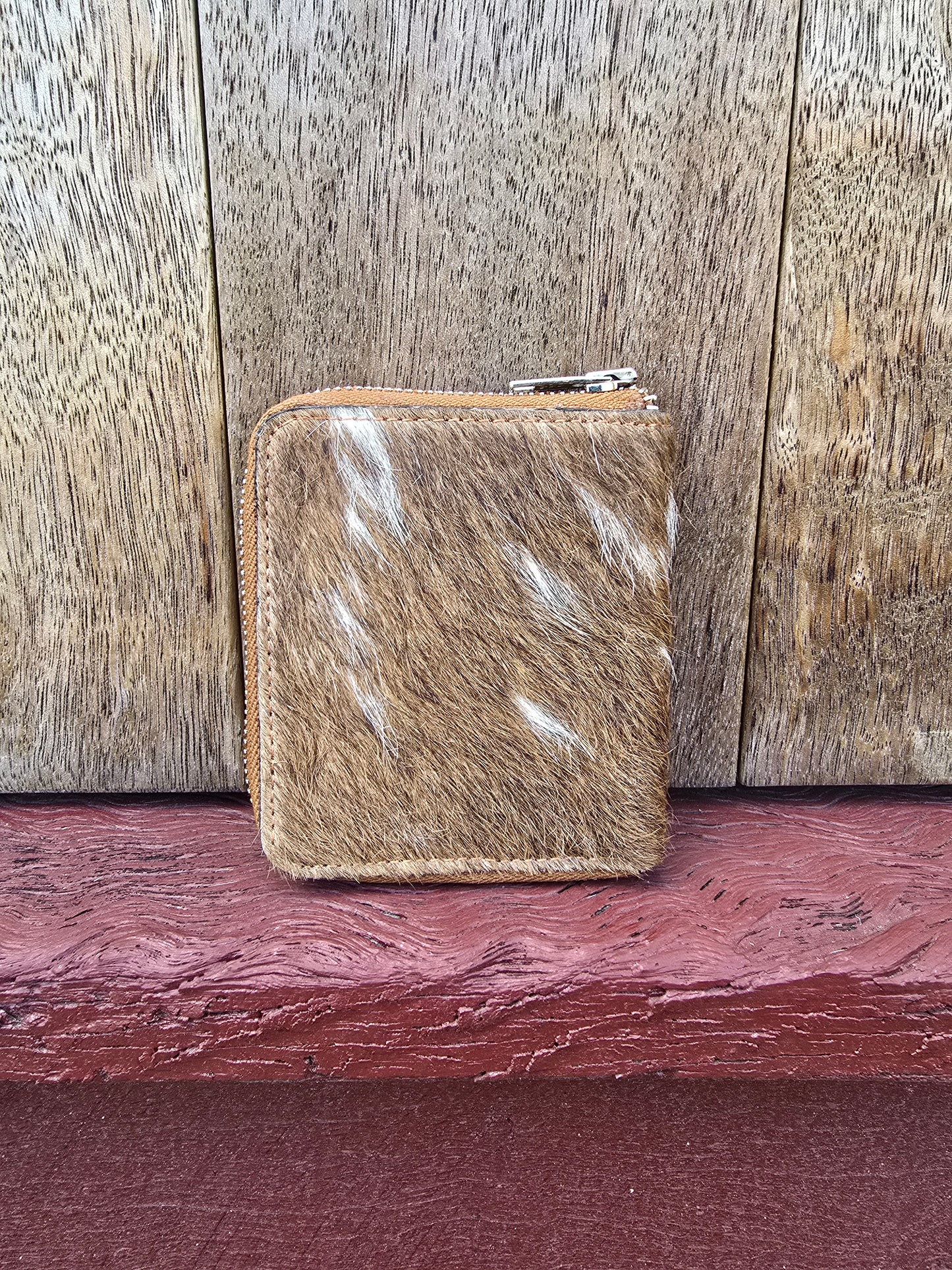 Hair on hide unisex square zippered wallet #02