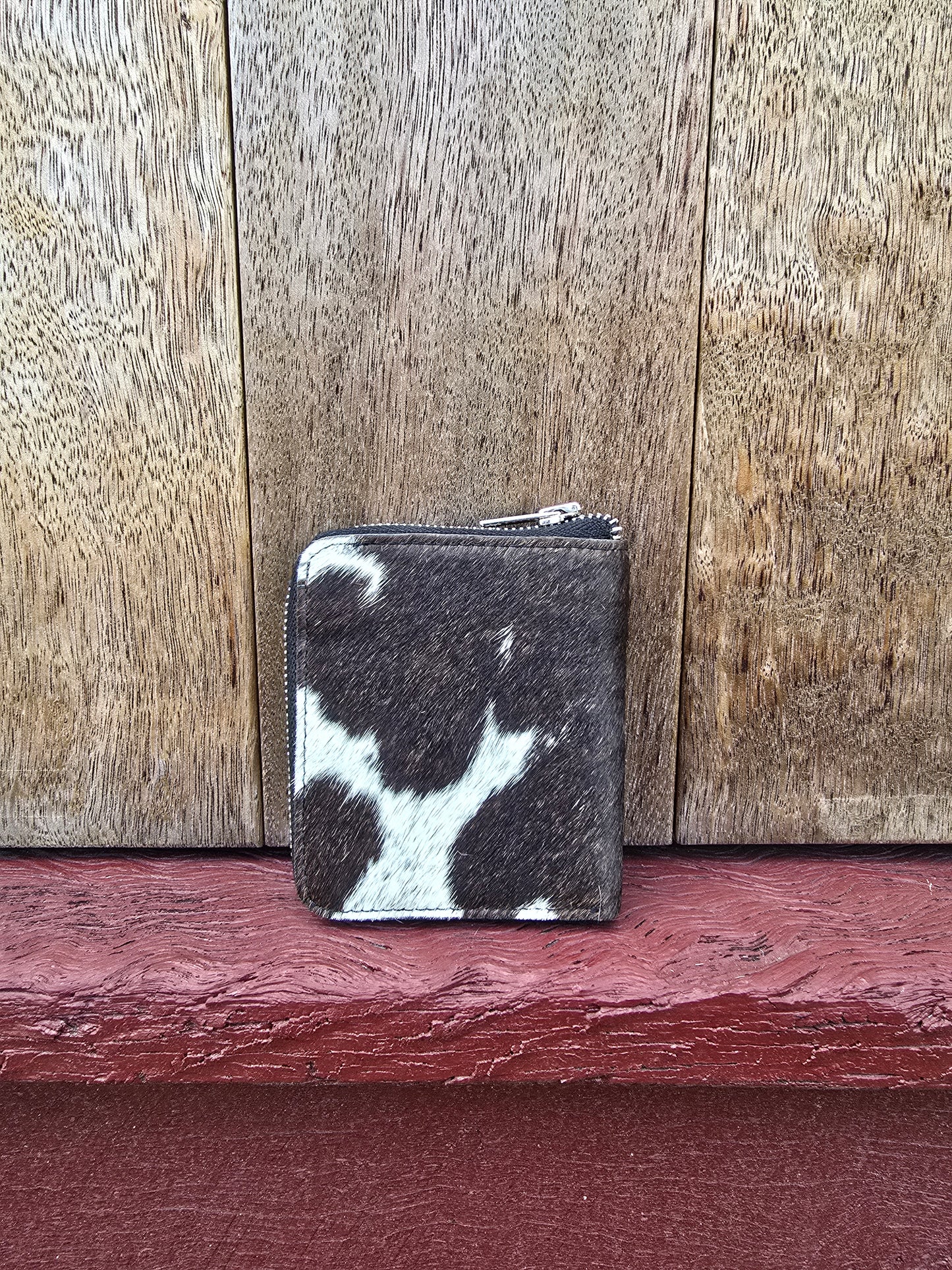 Hair on hide unisex square zippered wallet #11