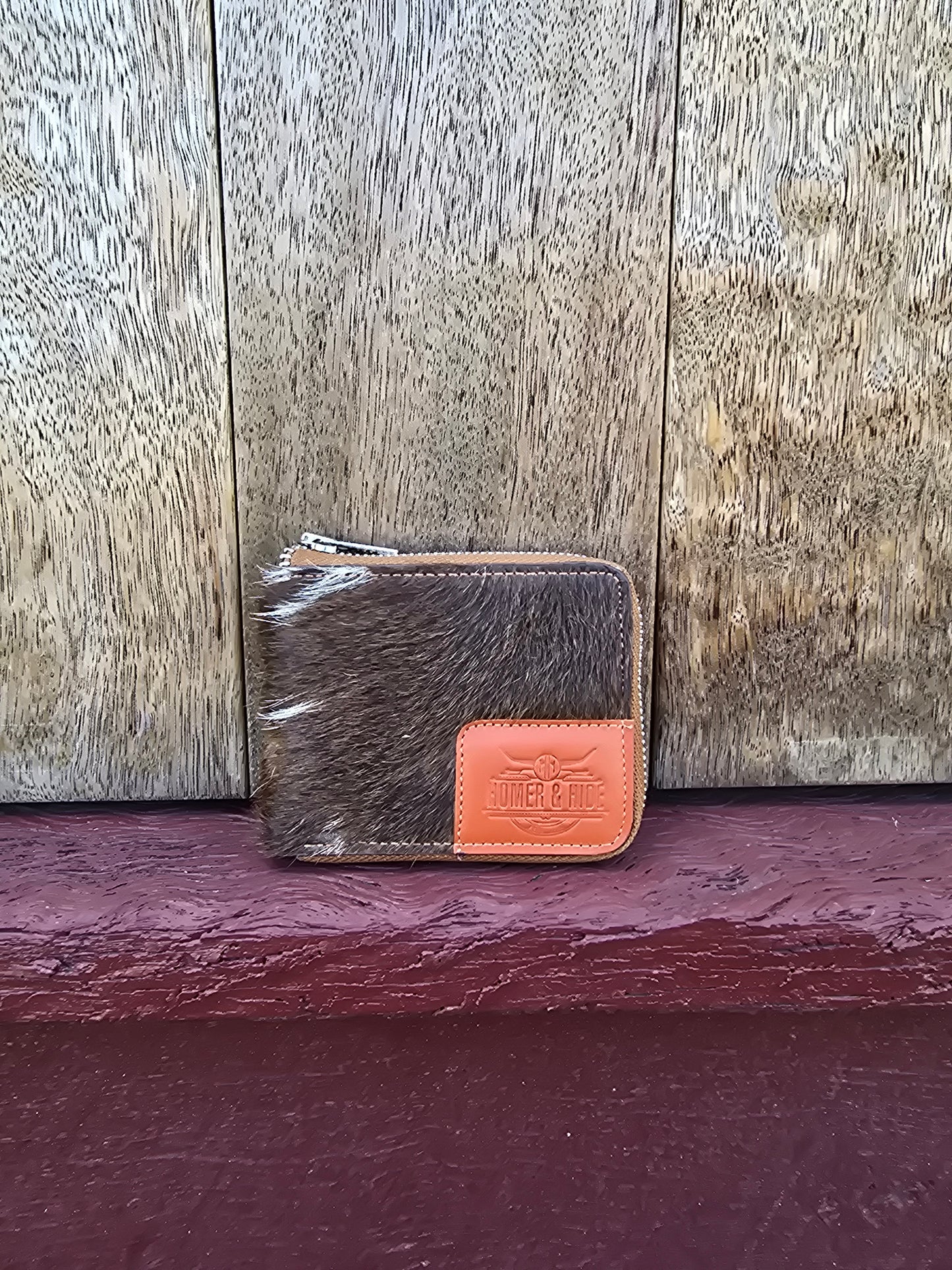 Hair on hide unisex rectangular zippered wallet #01