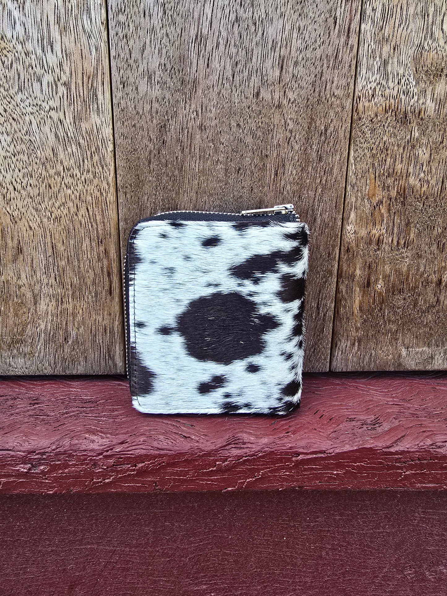 Hair on hide unisex square zippered wallet #07