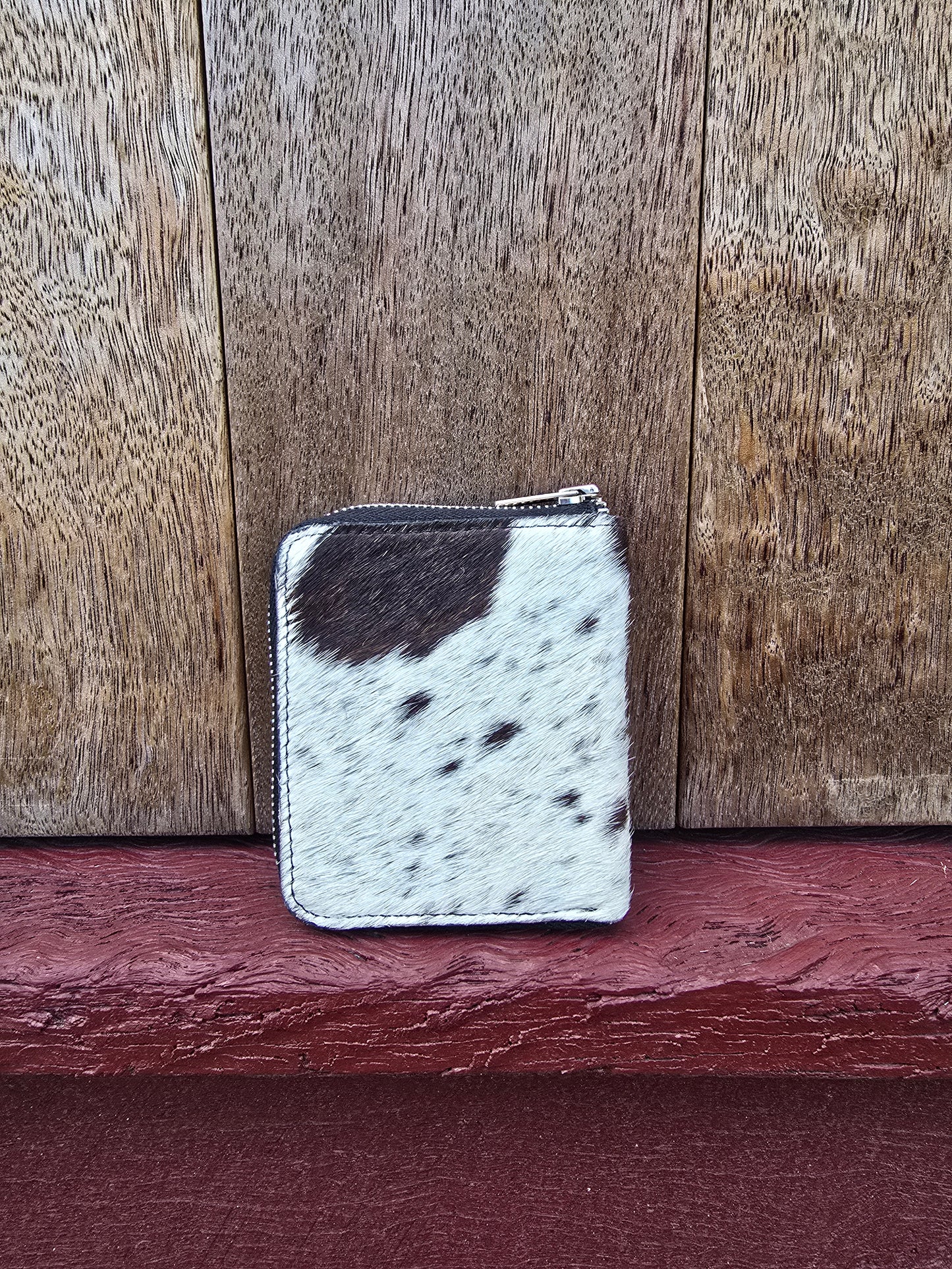 Hair on hide unisex square zippered wallet #12