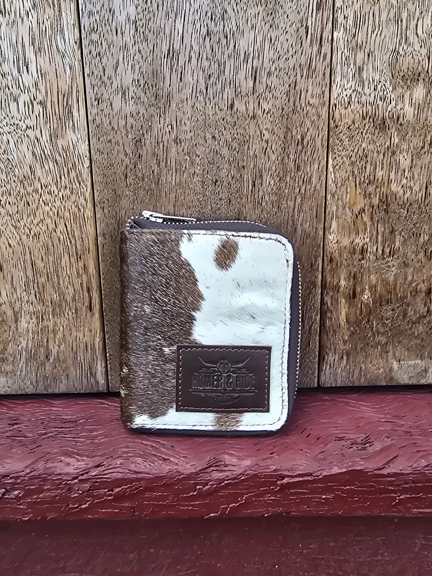Hair on hide unisex square zippered wallet #15