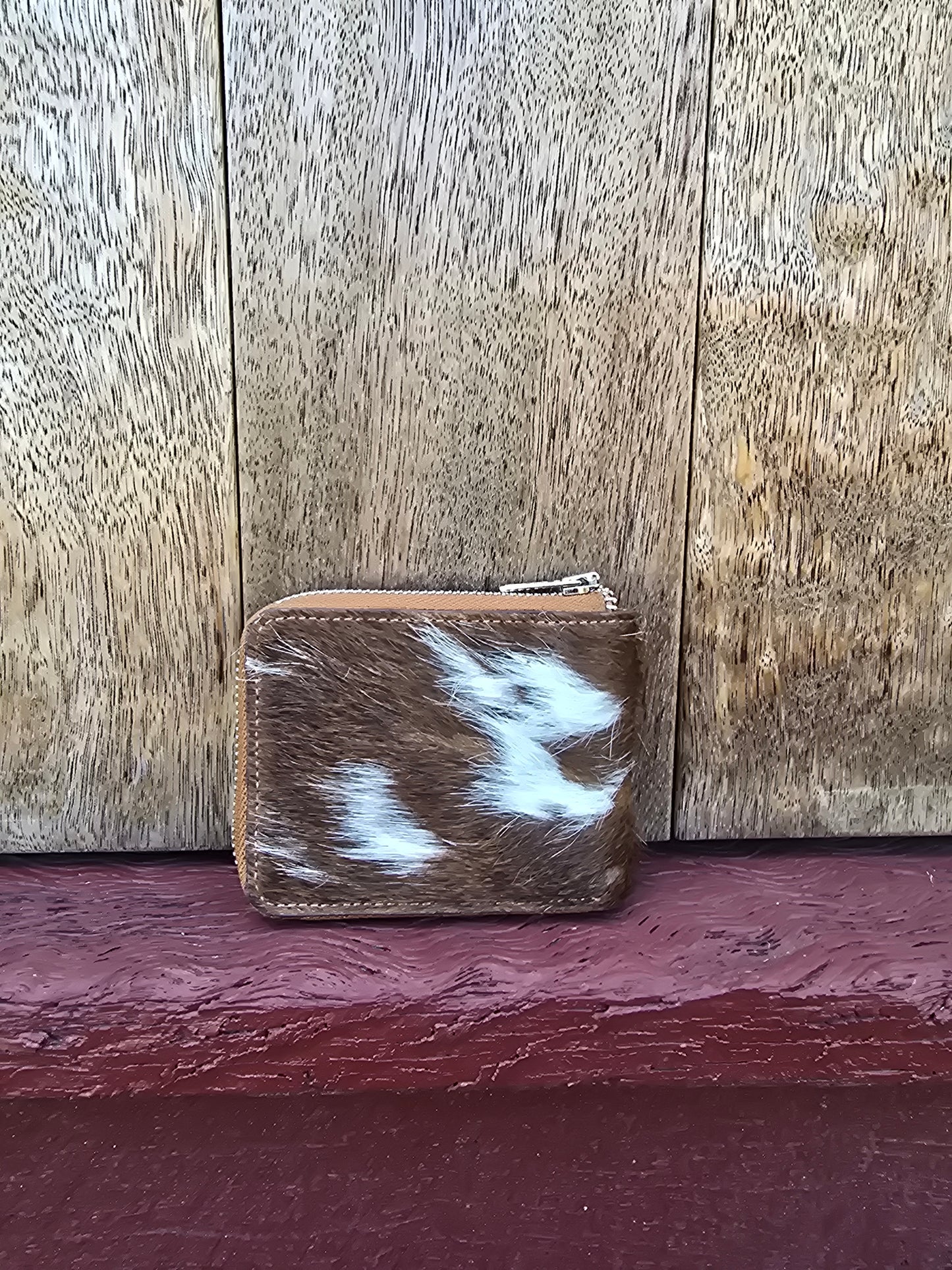 Hair on hide unisex rectangular zippered wallet #01