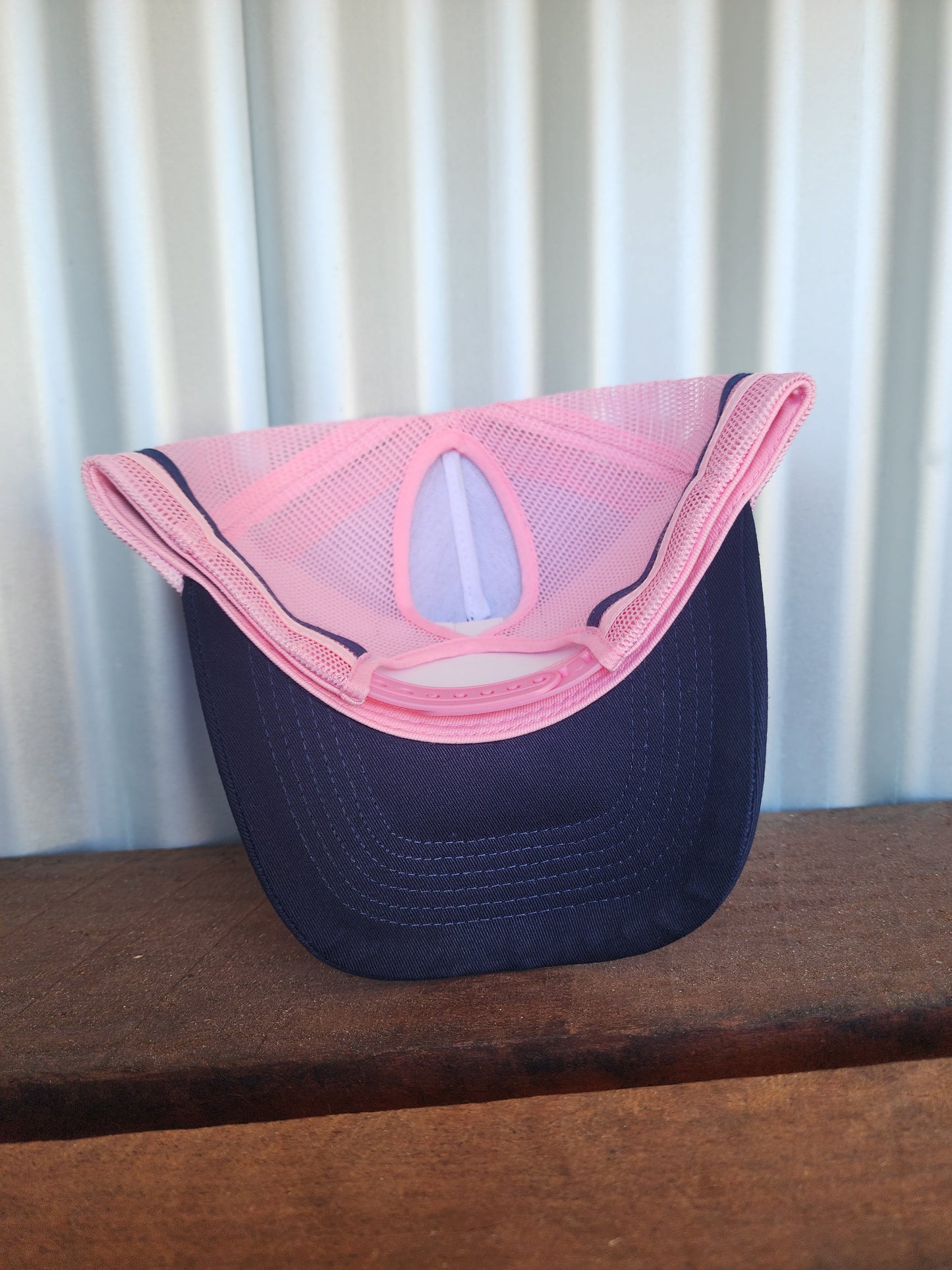 Navy pink pony cap (patch)