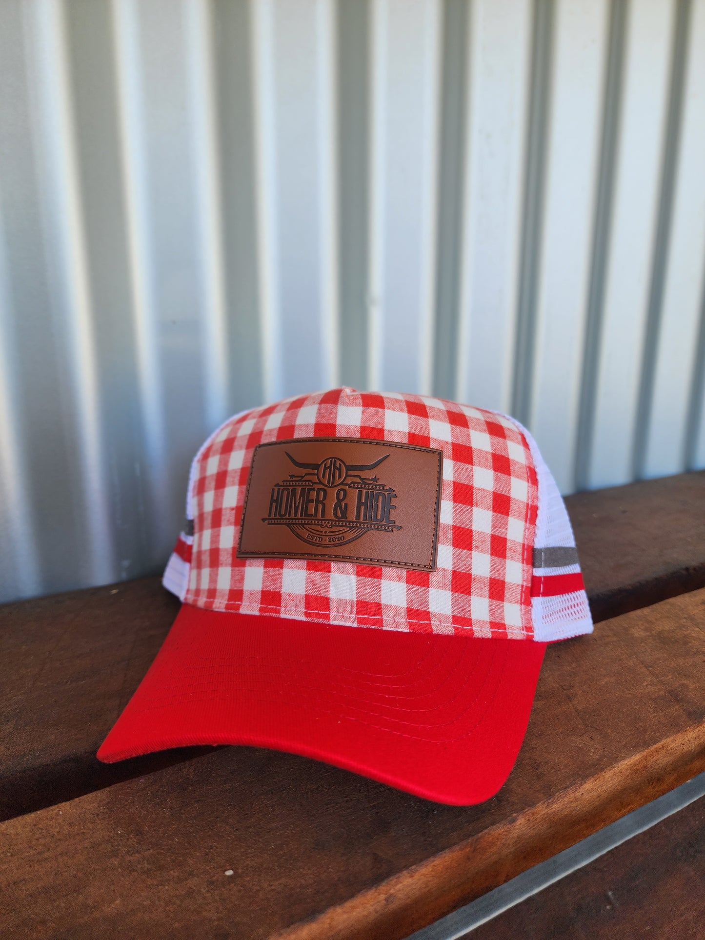 Red gingham Pony cap (patch)