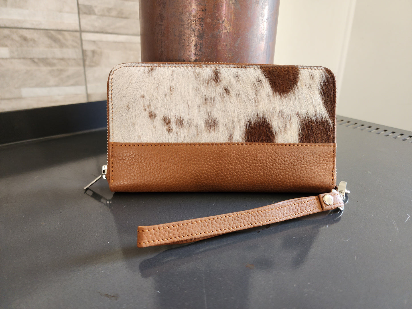 Leather base zippered wallet #01