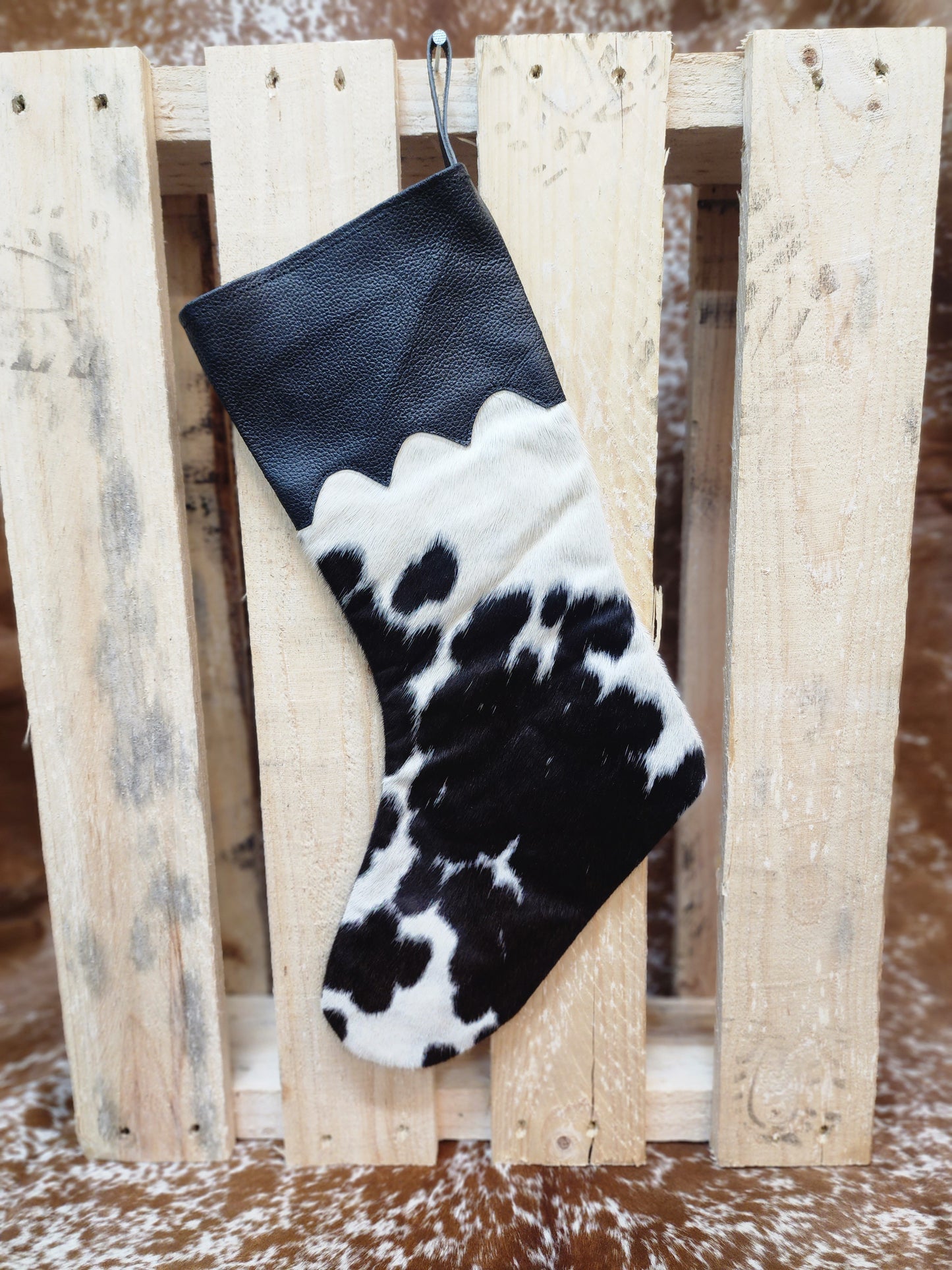 Cow hide Christmas stocking #01