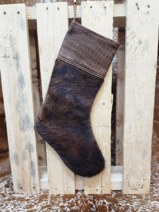 Cow hide Christmas stocking #04