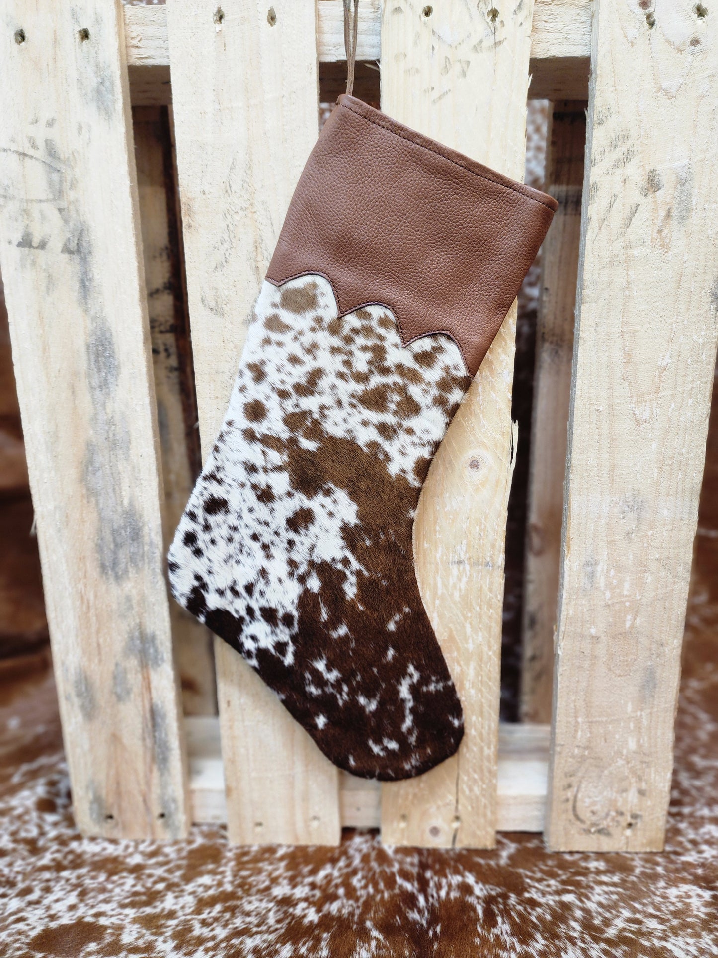 Cow hide Christmas stocking #05