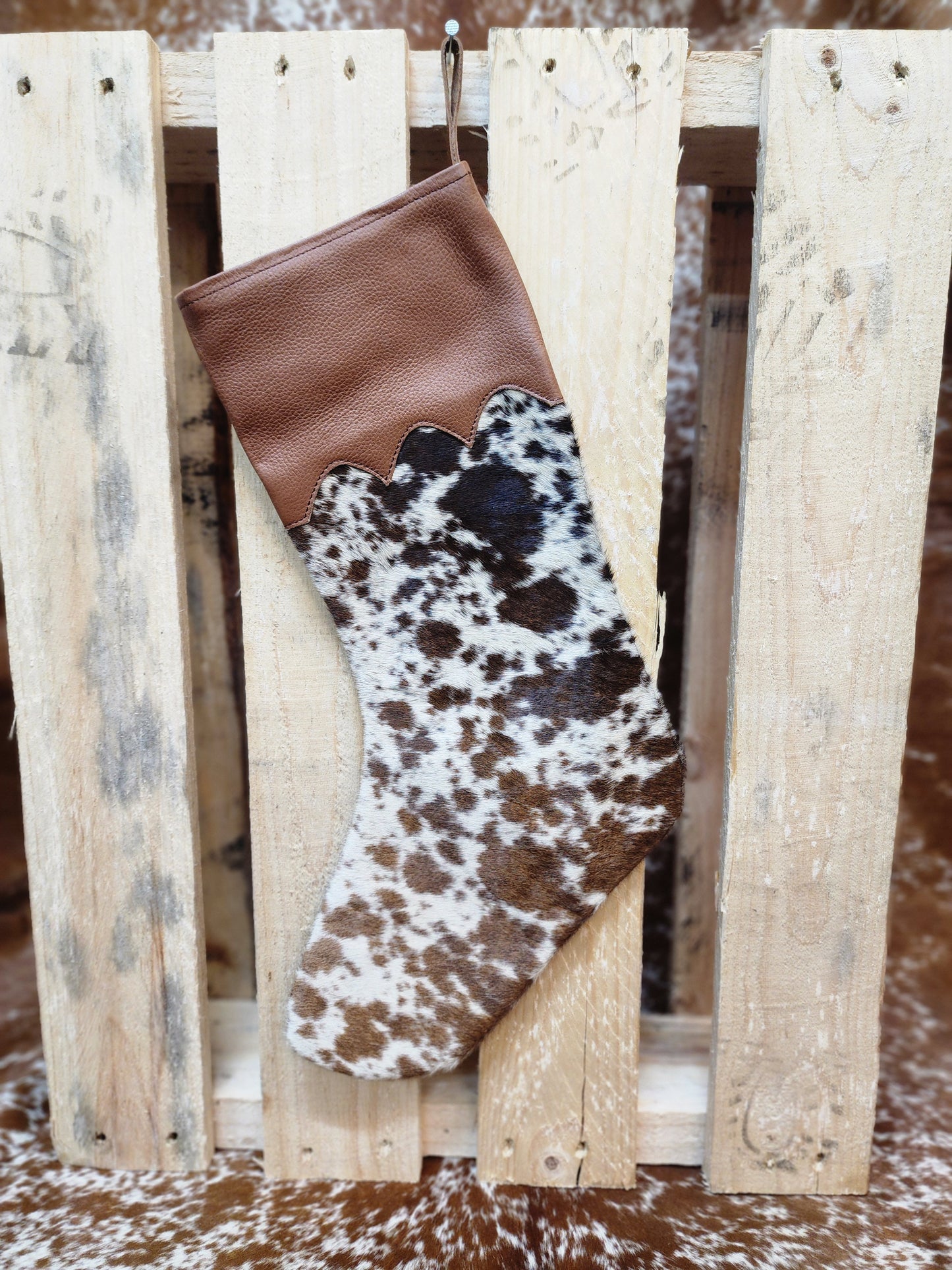 Cow hide Christmas stocking #05