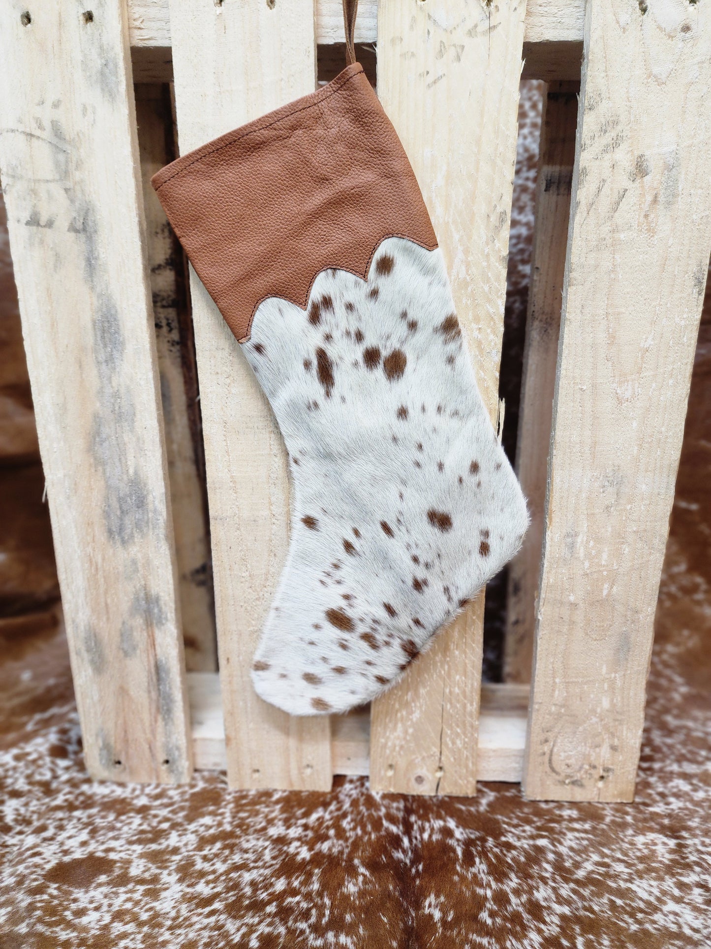 Cow hide Christmas stocking #07