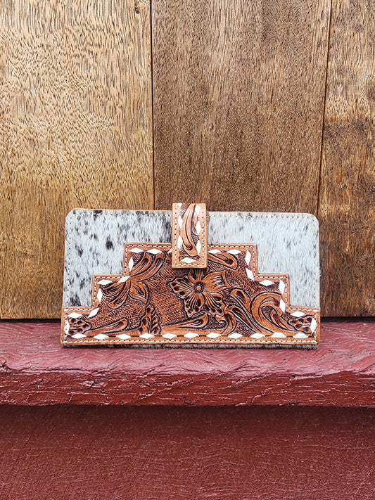 Slim tooled wallet- Black and white #01