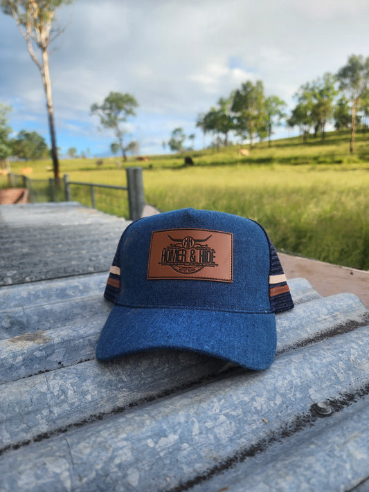 Denim with underbrim embossed patterning (patch)