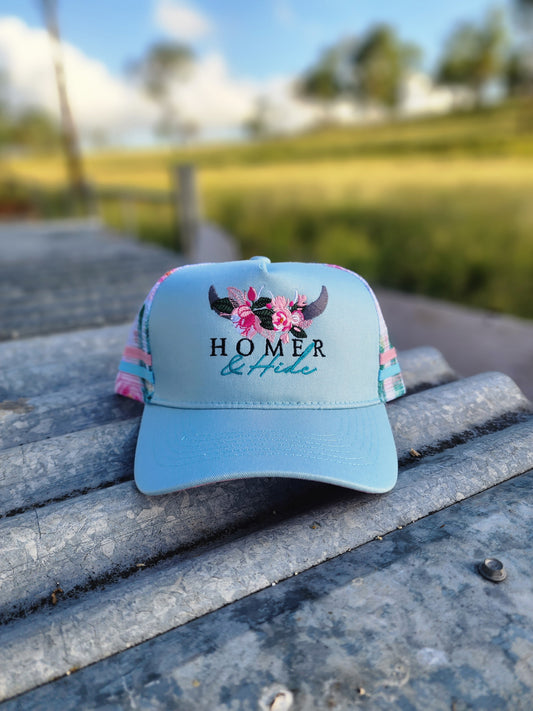 Light blue with cactus back pony cap (embroided)