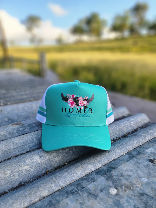 Teal pony cap (embroided)