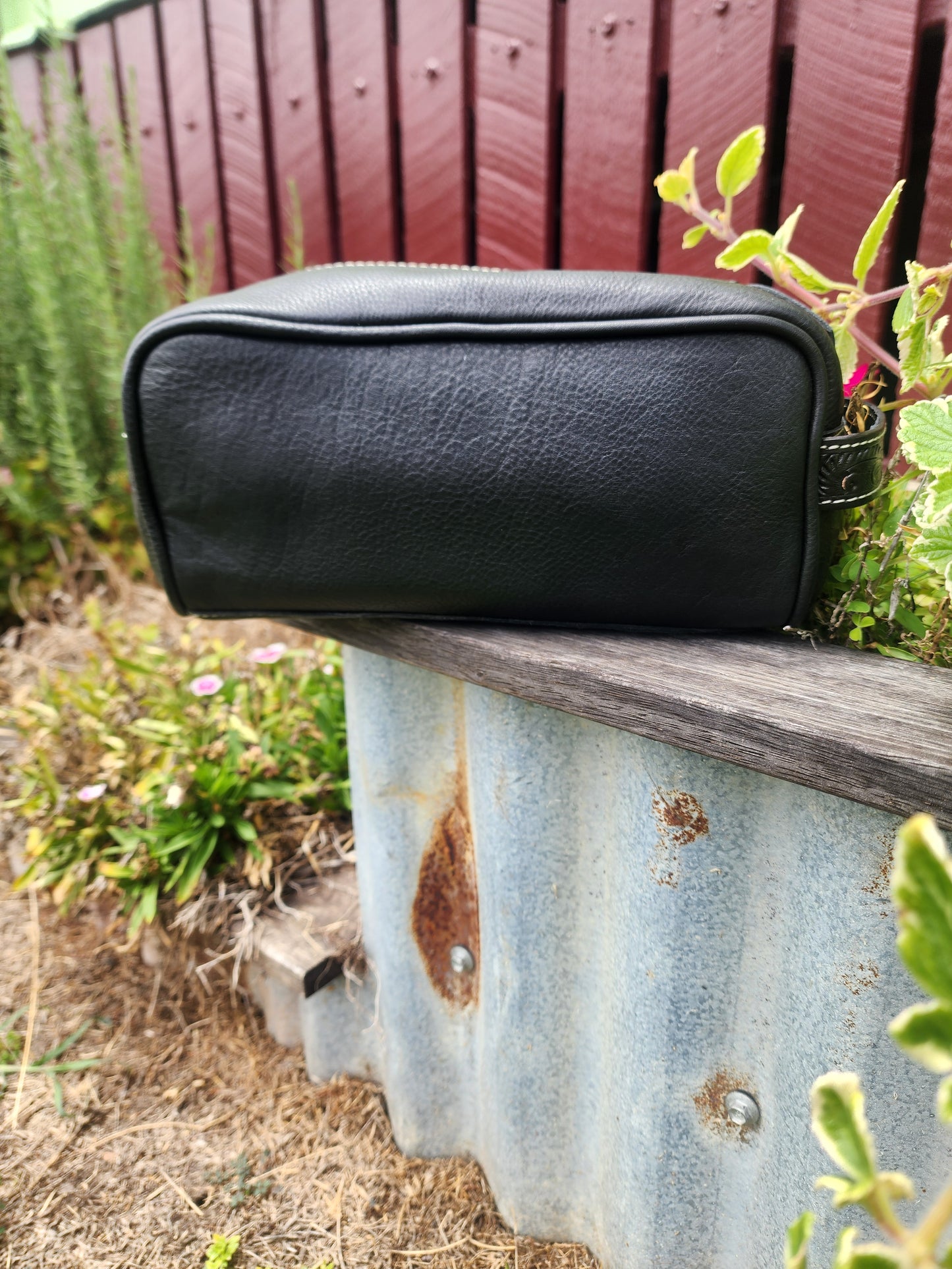 Cow hide toiletries bag