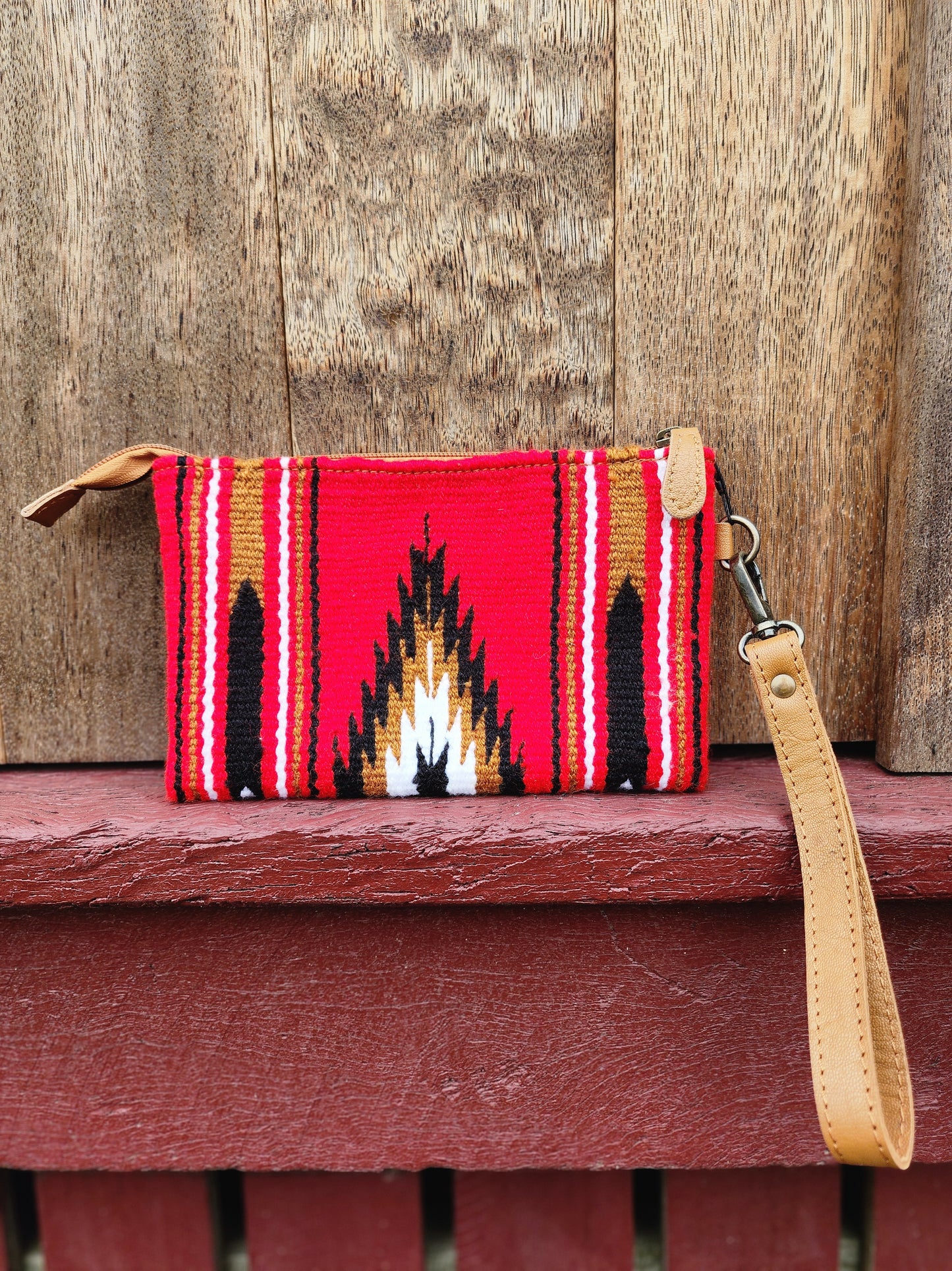 Tooled Saddle blanket clutch - Red/ black