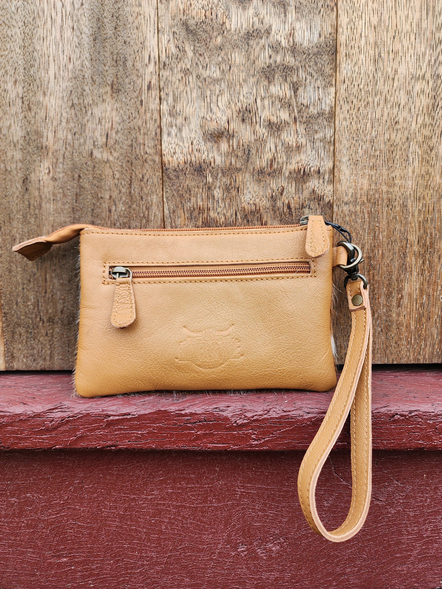 Tooled hide clutch- Tan #03