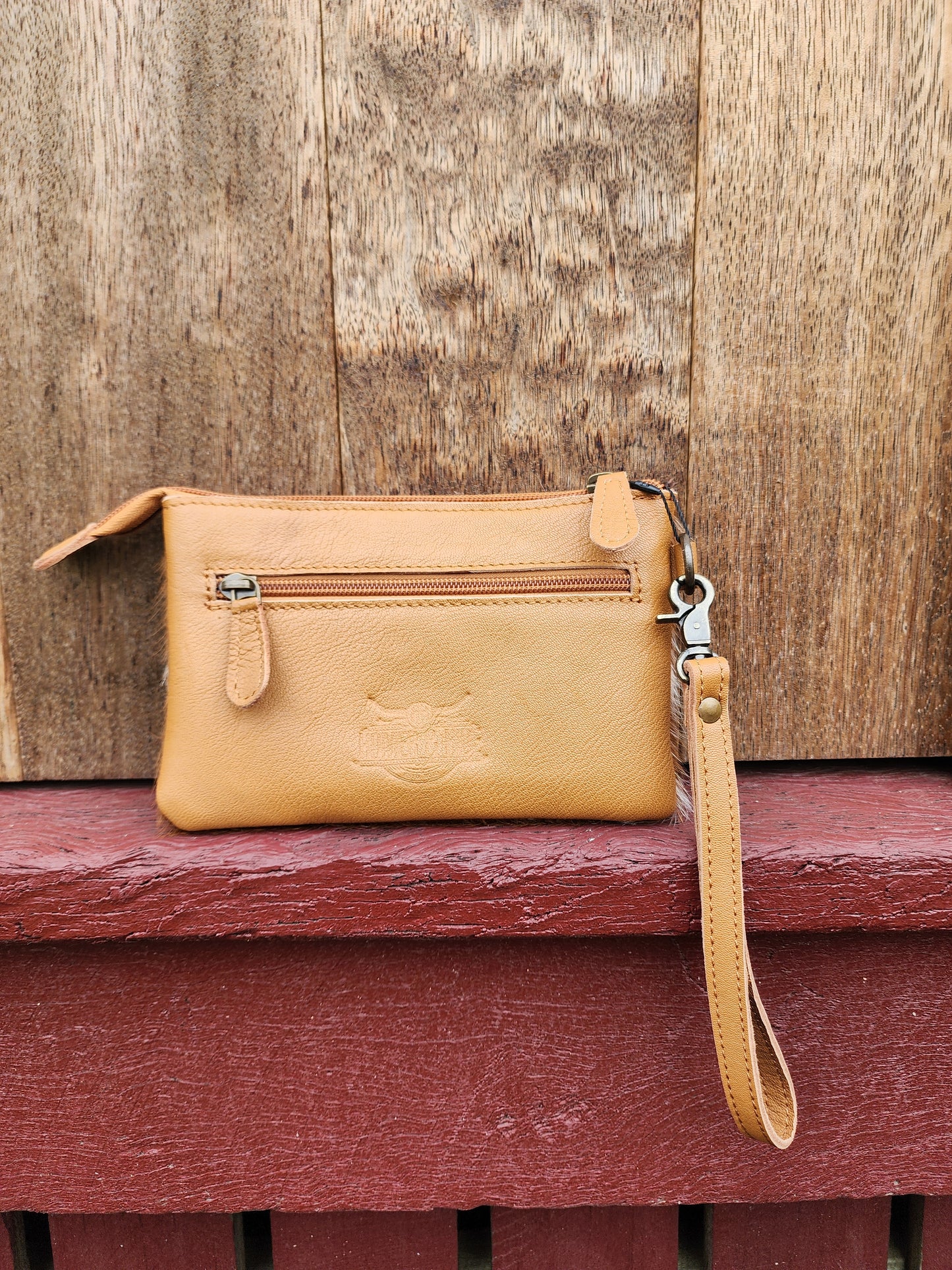 Tooled hide clutch- Tan #04