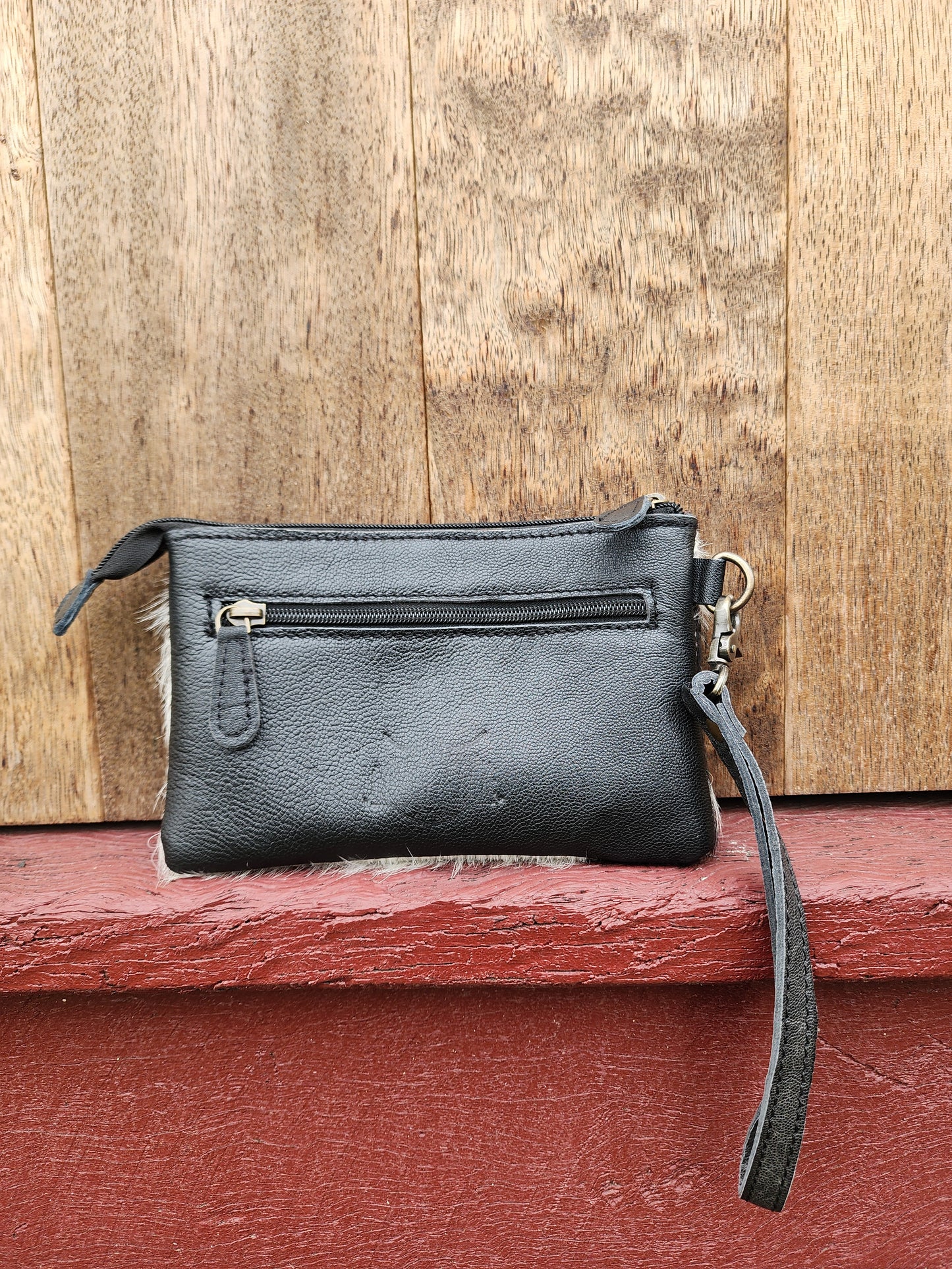 Tooled hide clutch- Black #05