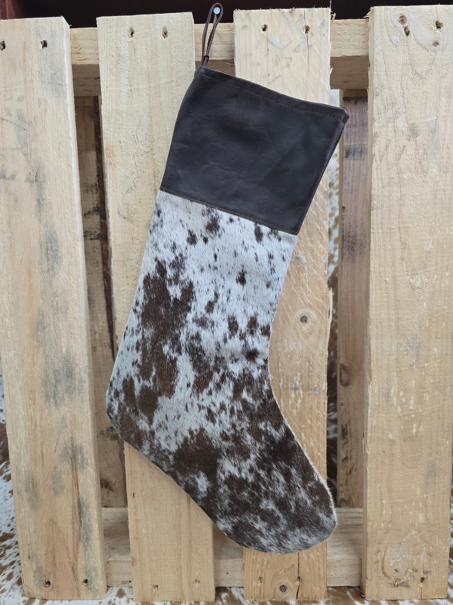 Cow hide Christmas stocking #12