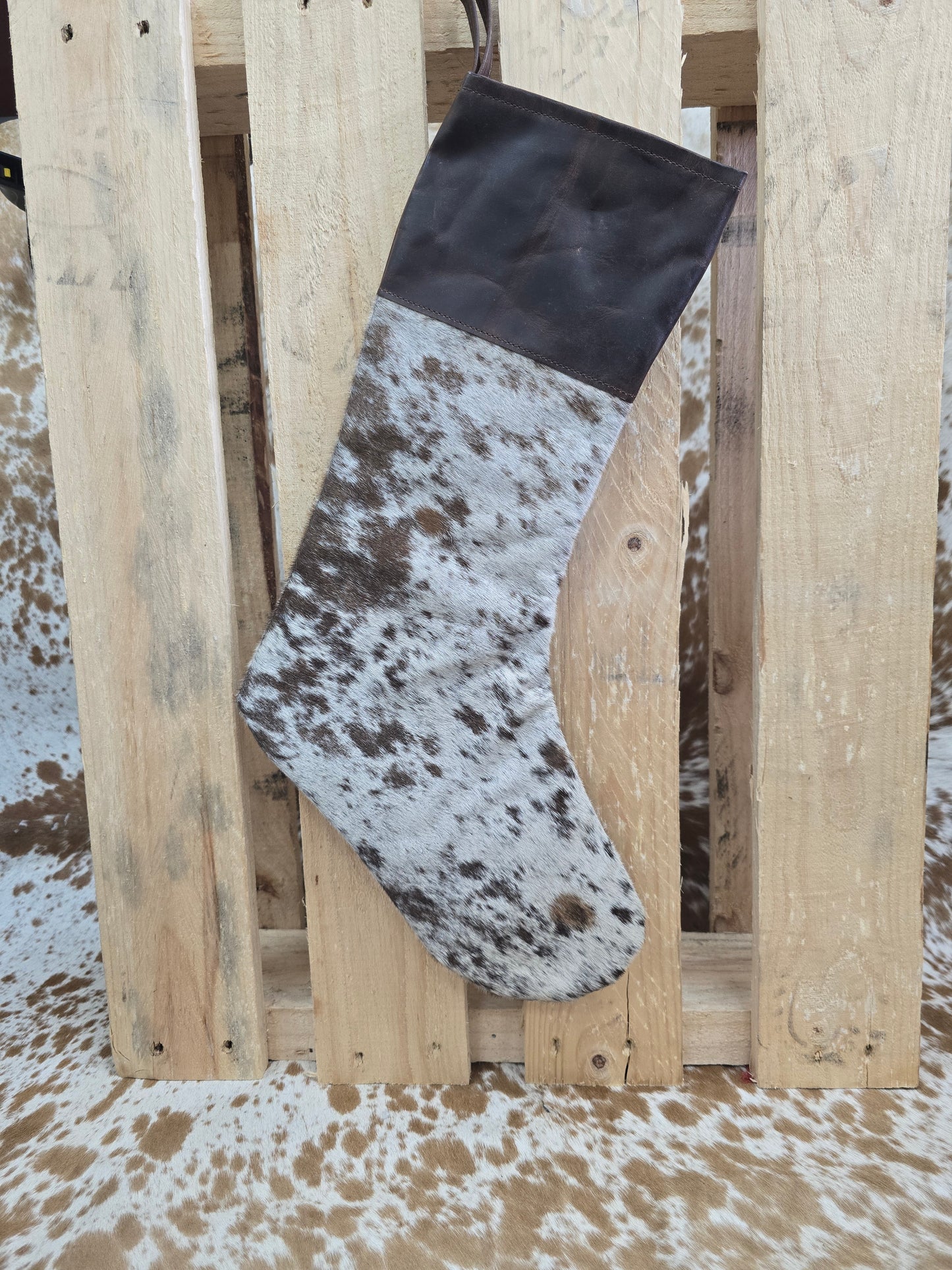 Cow hide Christmas stocking #31