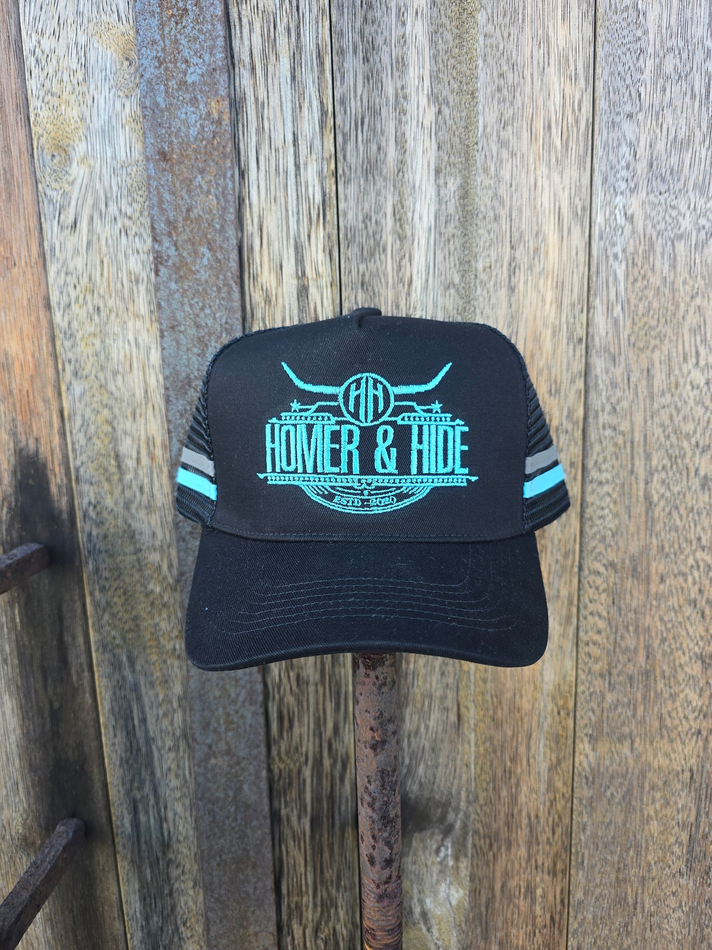 Teal on black