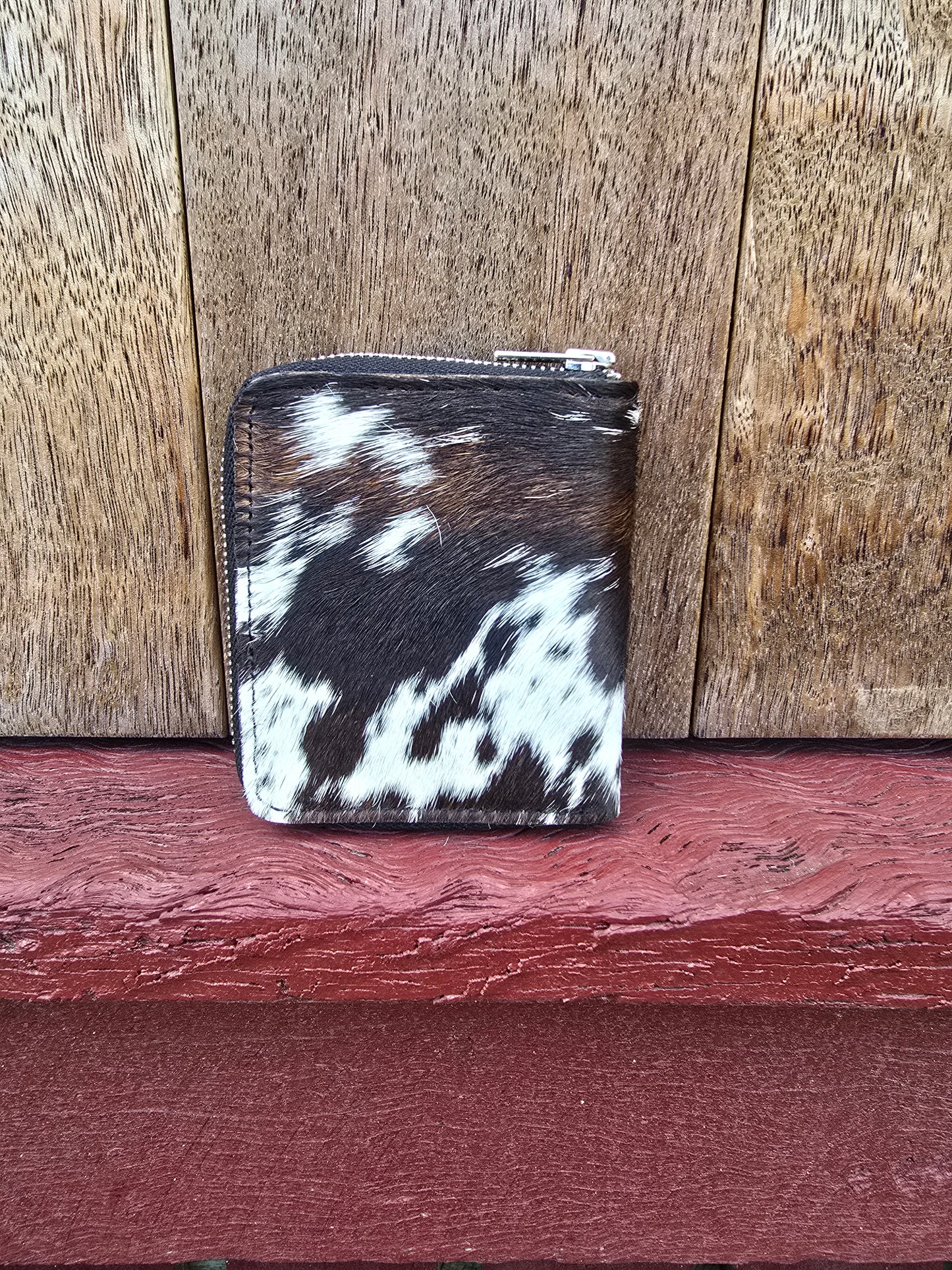 Hair on hide unisex square zippered wallet #08