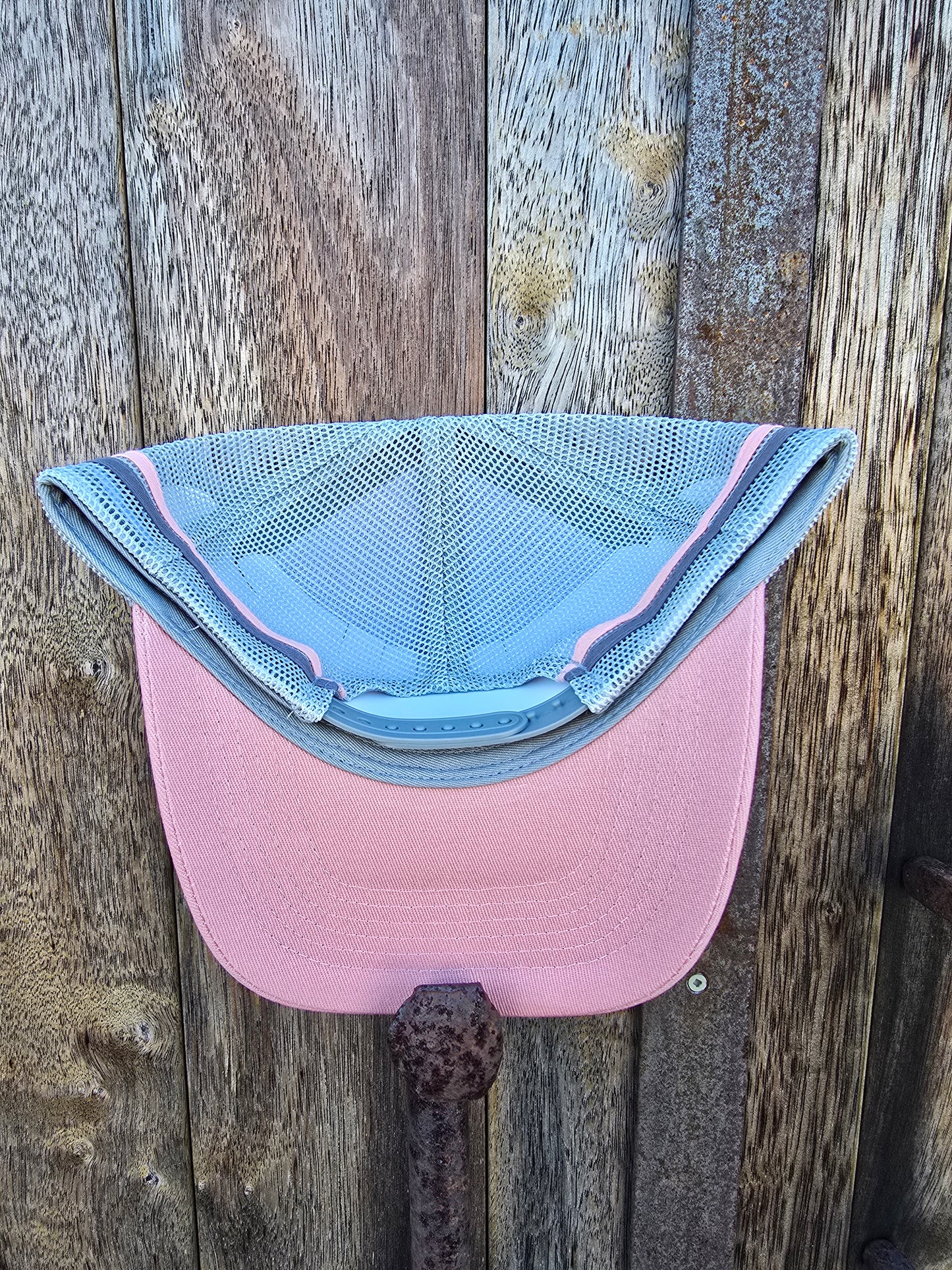 Pink on grey