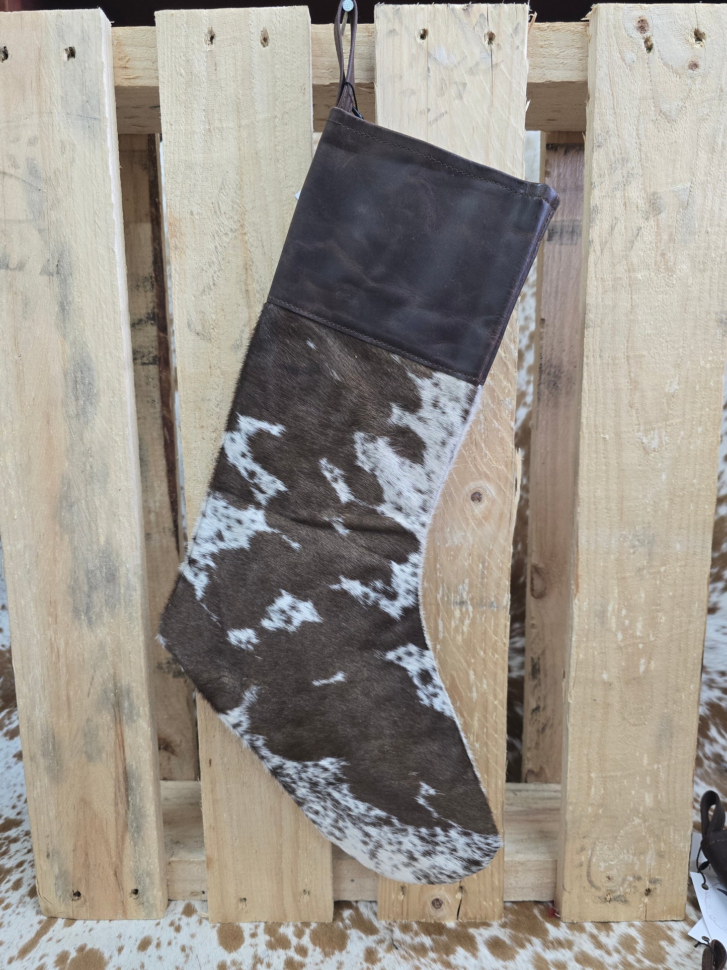 Cow hide Christmas stocking #15