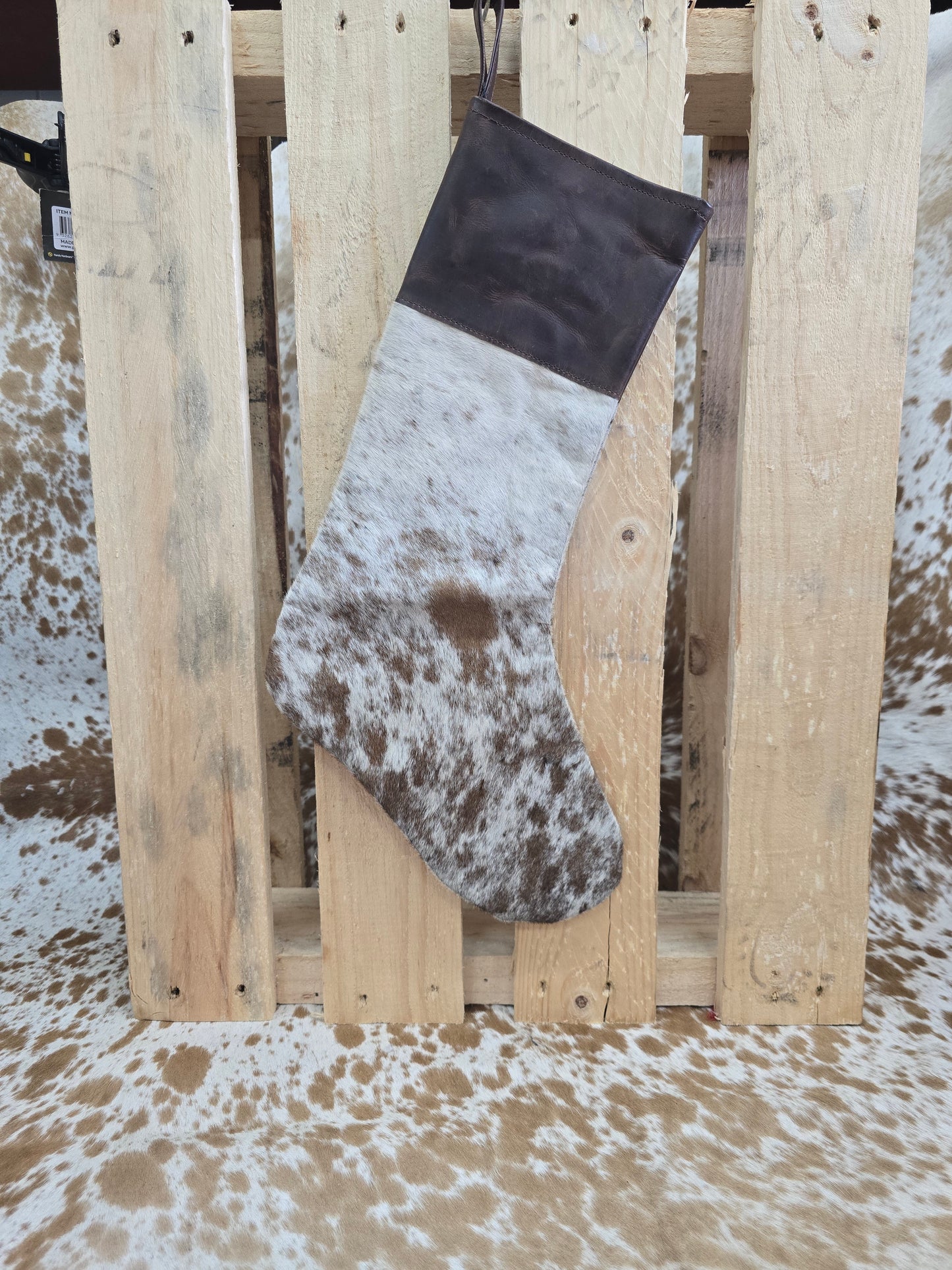 Cow hide Christmas stocking #25