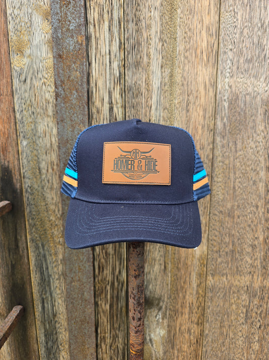 Navy tan and teal stripe