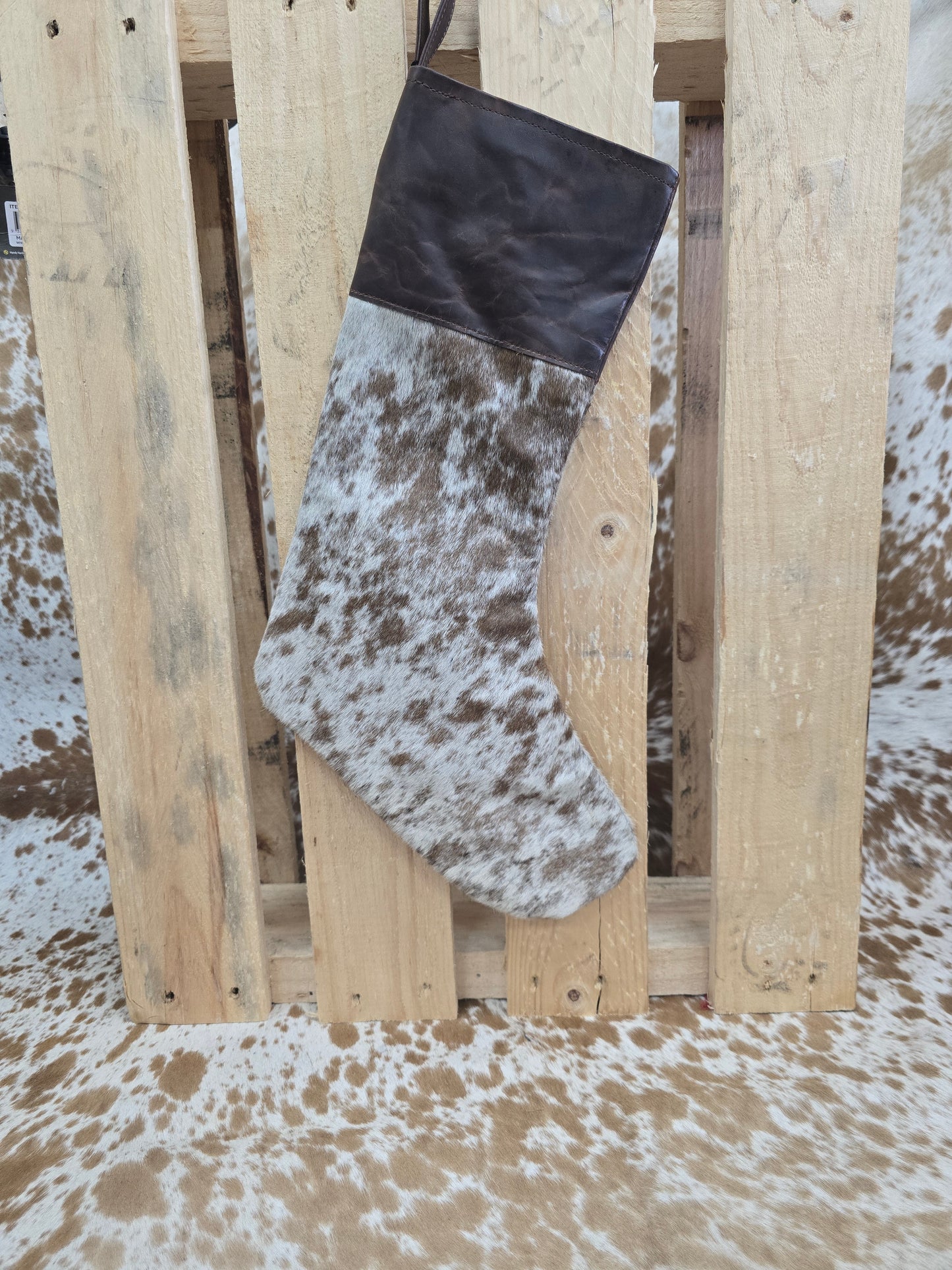 Cow hide Christmas stocking #21