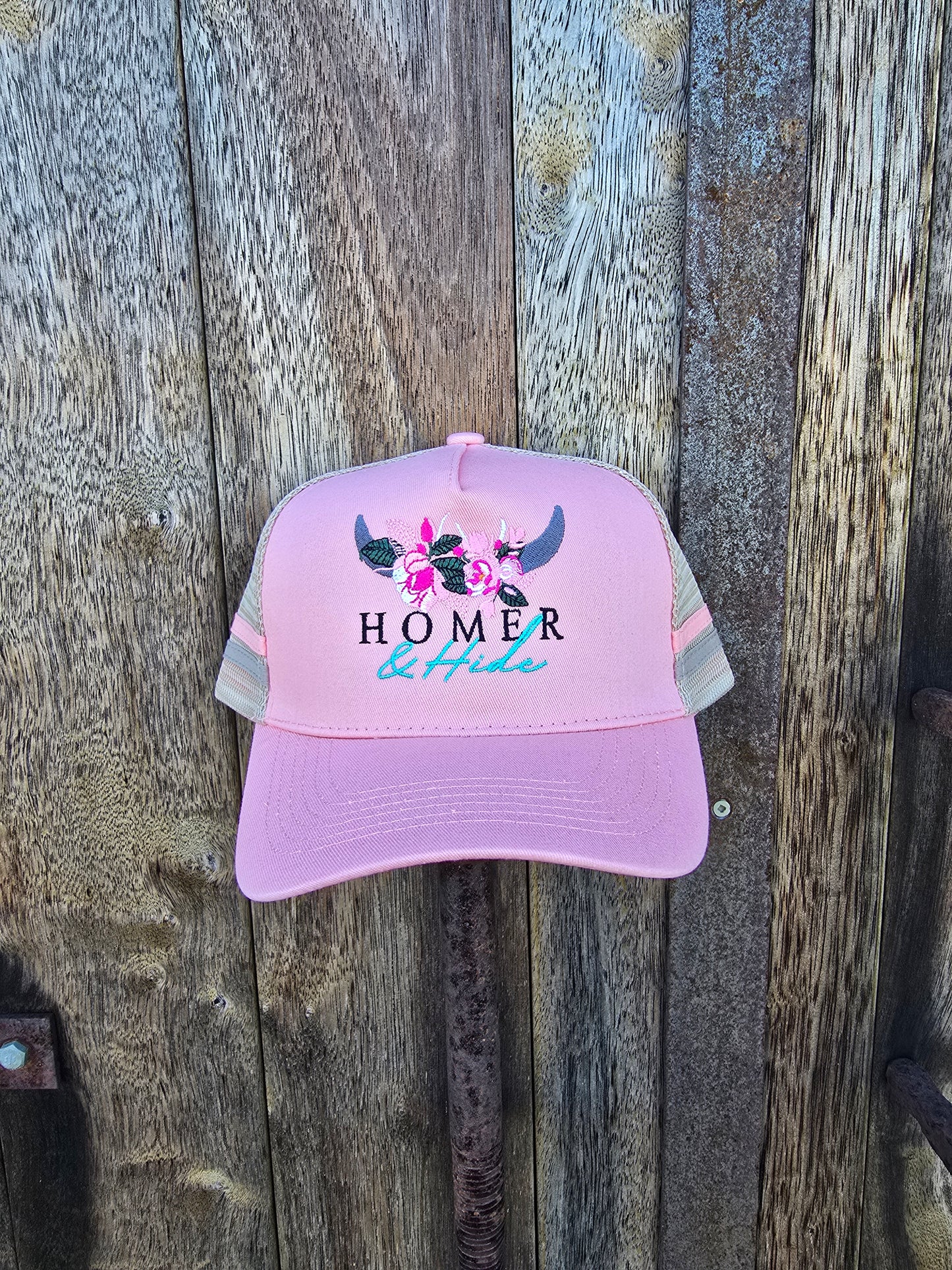 Pink on stone (ponytail)